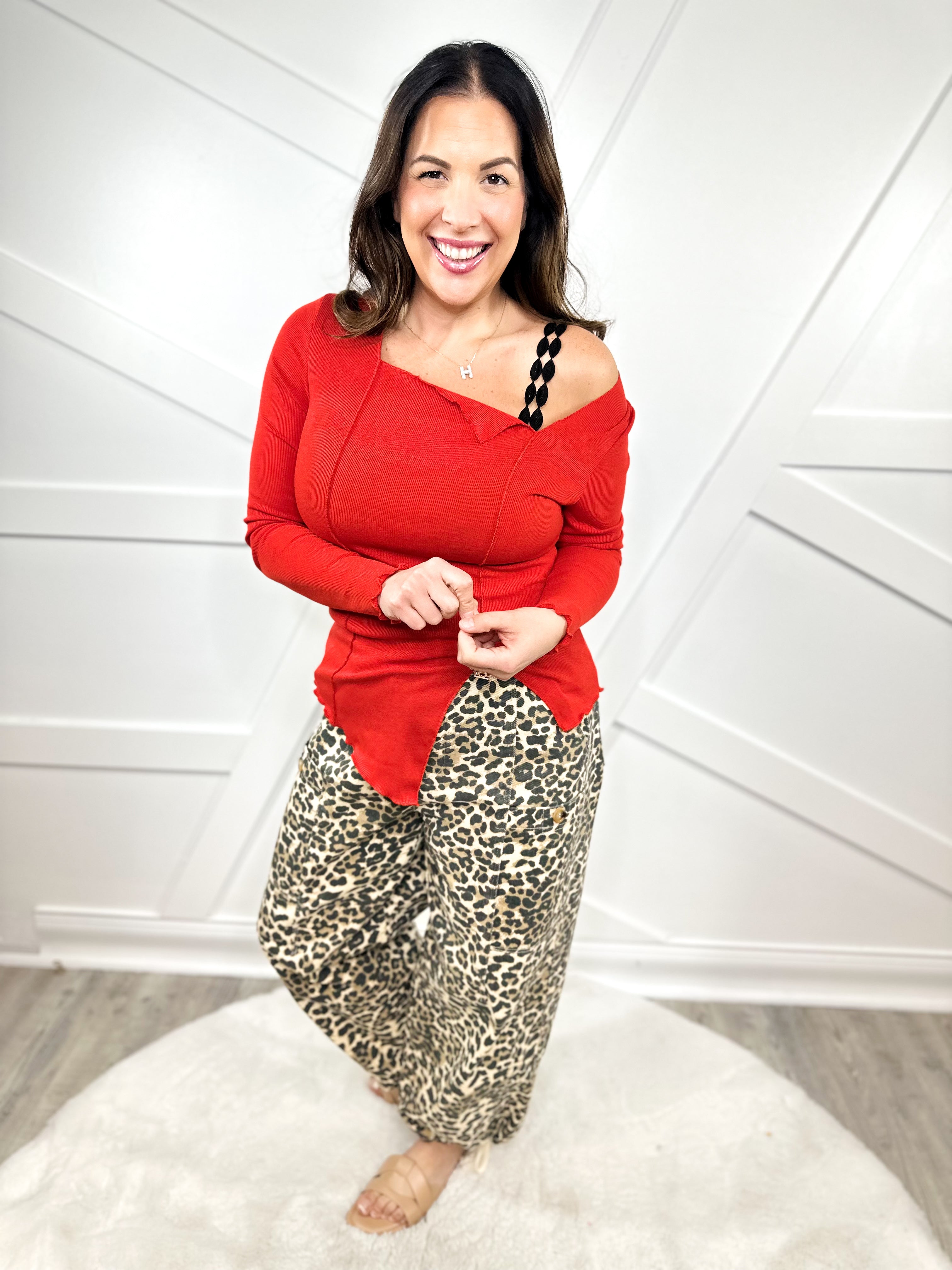 Free Spirit Asymmetrical Top- Red-120 LONG SLEEVE TOPS-7TH RAY-Heathered Boho Boutique, Women's Fashion and Accessories in Palmetto, FL