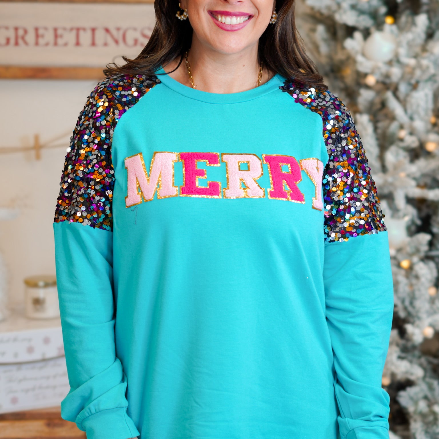 Merry Sweatshirt-120 LONG SLEEVE TOPS-Southern Grace-Heathered Boho Boutique, Women's Fashion and Accessories in Palmetto, FL
