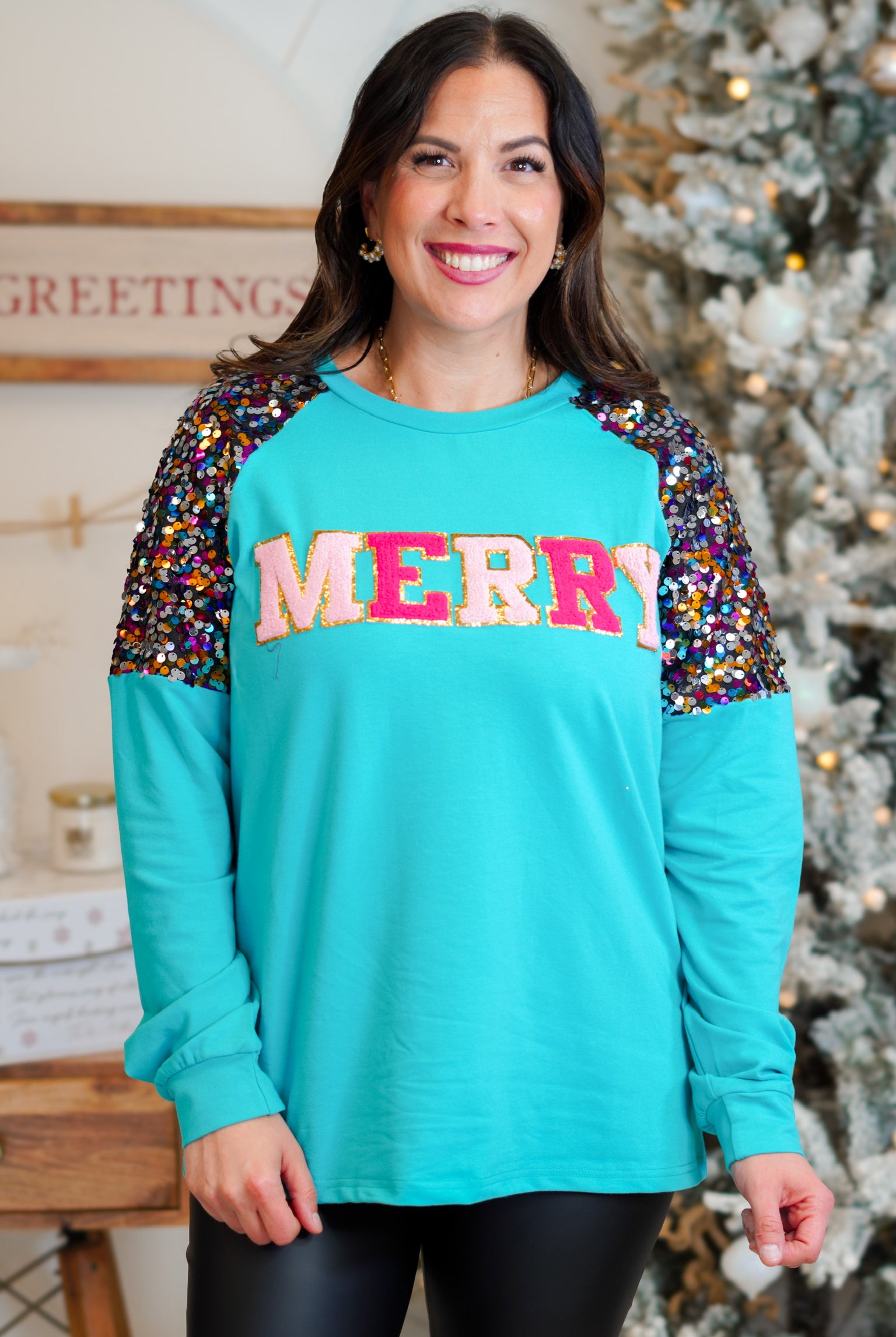 Merry Sweatshirt-120 LONG SLEEVE TOPS-Southern Grace-Heathered Boho Boutique, Women's Fashion and Accessories in Palmetto, FL