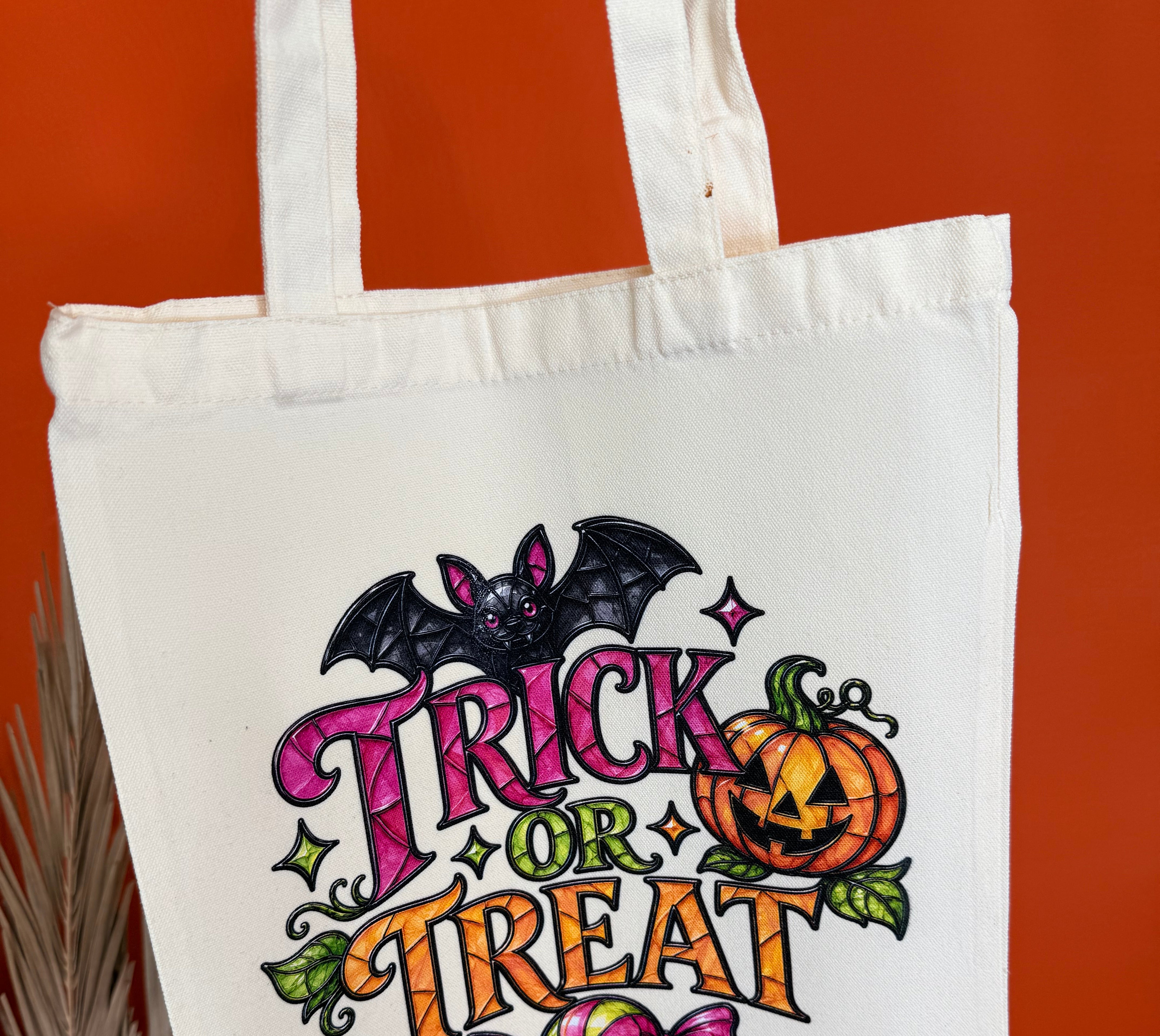 Stained Glass Trick or Treat Graphic Tote-320 Bags-Heathered Boho-Heathered Boho Boutique, Women's Fashion and Accessories in Palmetto, FL