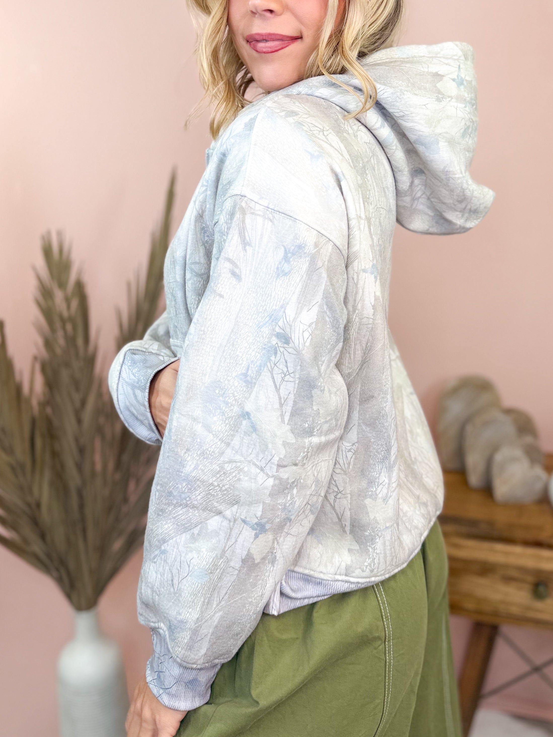 Full Zip Camo Jacket-200 JACKETS/SHACKETS-Birdie & Co-Heathered Boho Boutique, Women's Fashion and Accessories in Palmetto, FL