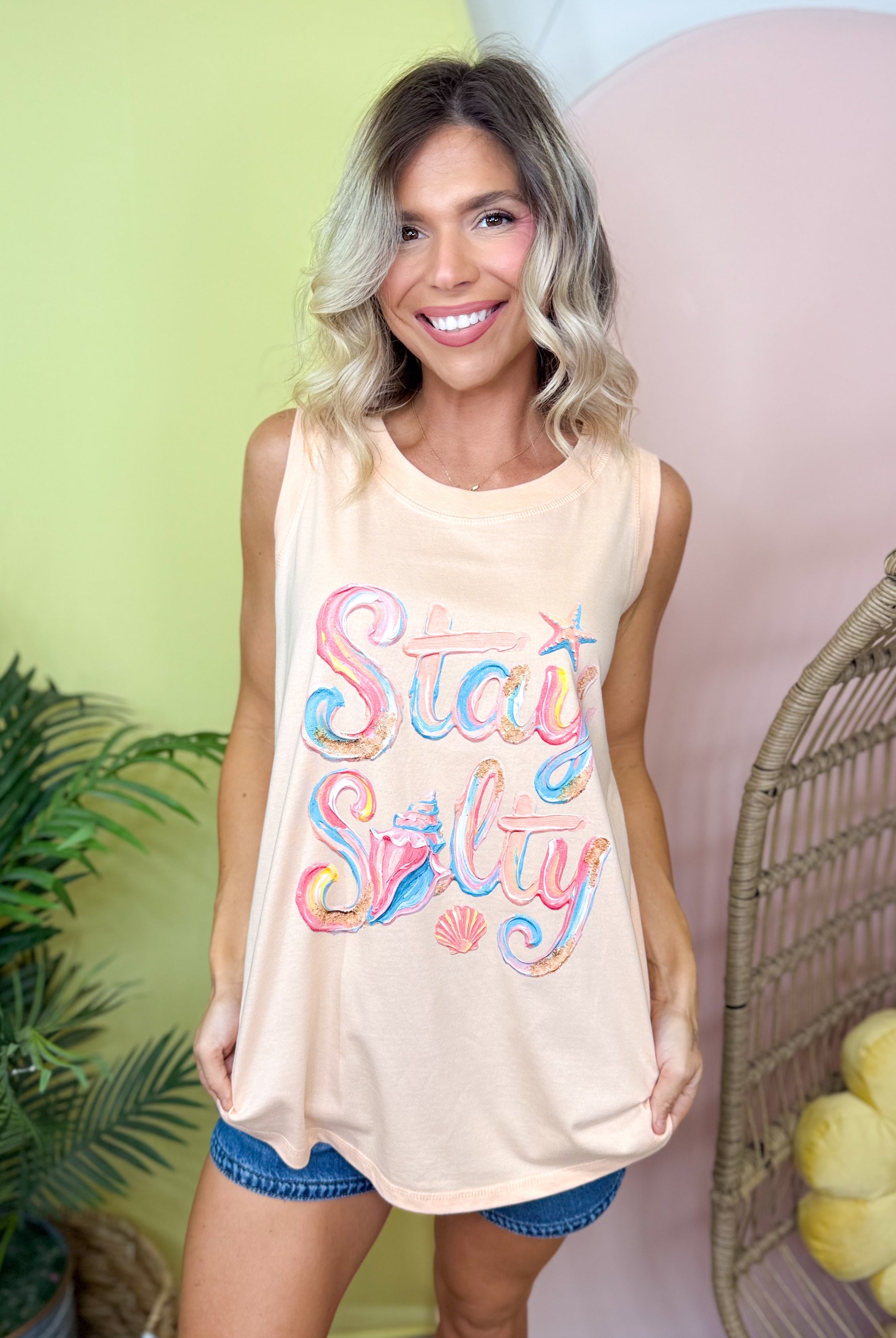 Stay Salty Graphic Tank Top-130 Graphic Tees-Heathered Boho-Heathered Boho Boutique, Women's Fashion and Accessories in Palmetto, FL