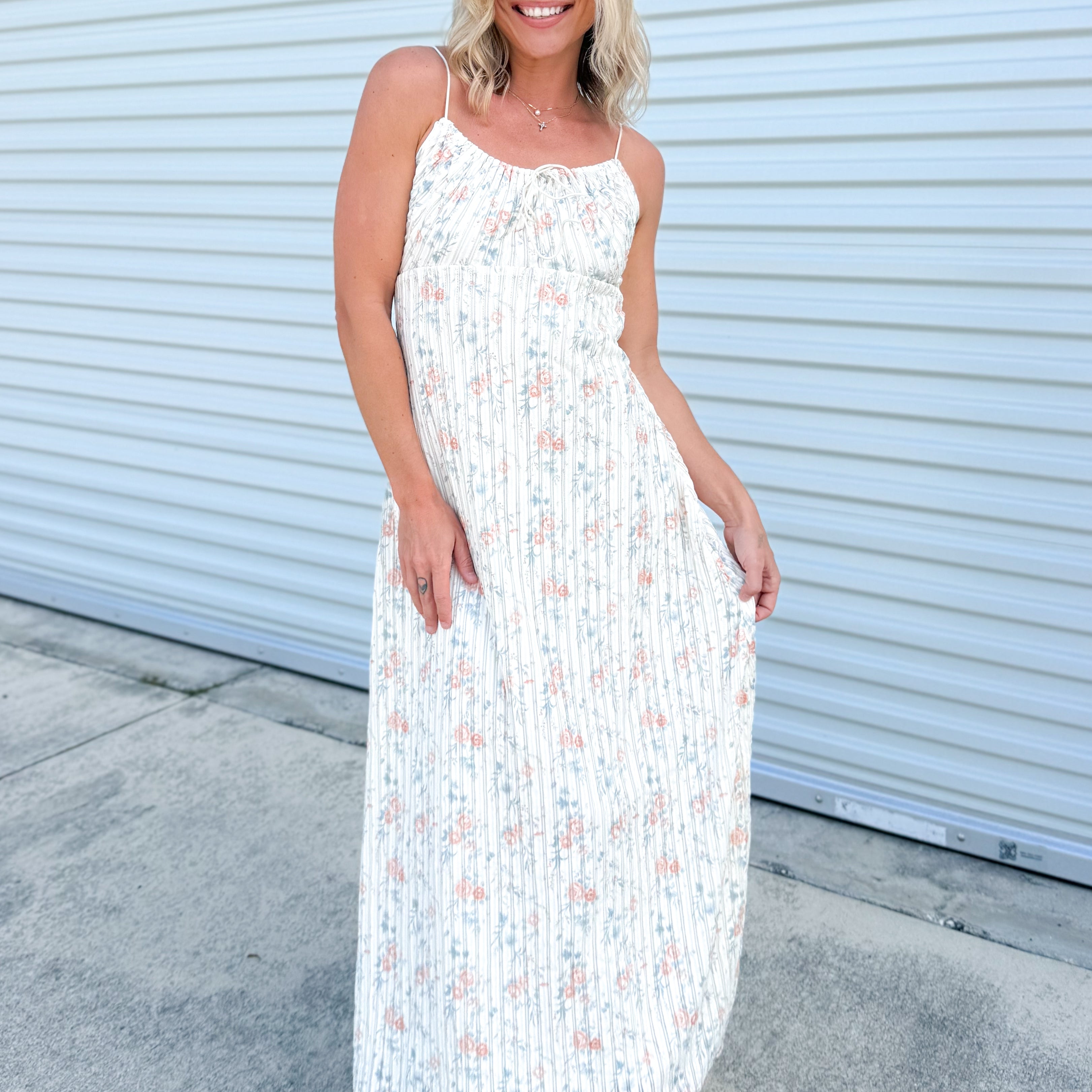Meadow Whisper Maxi Dress-230 DRESSES/JUMPSUITS/ROMPERS-POLAGRAM-Heathered Boho Boutique, Women's Fashion and Accessories in Palmetto, FL