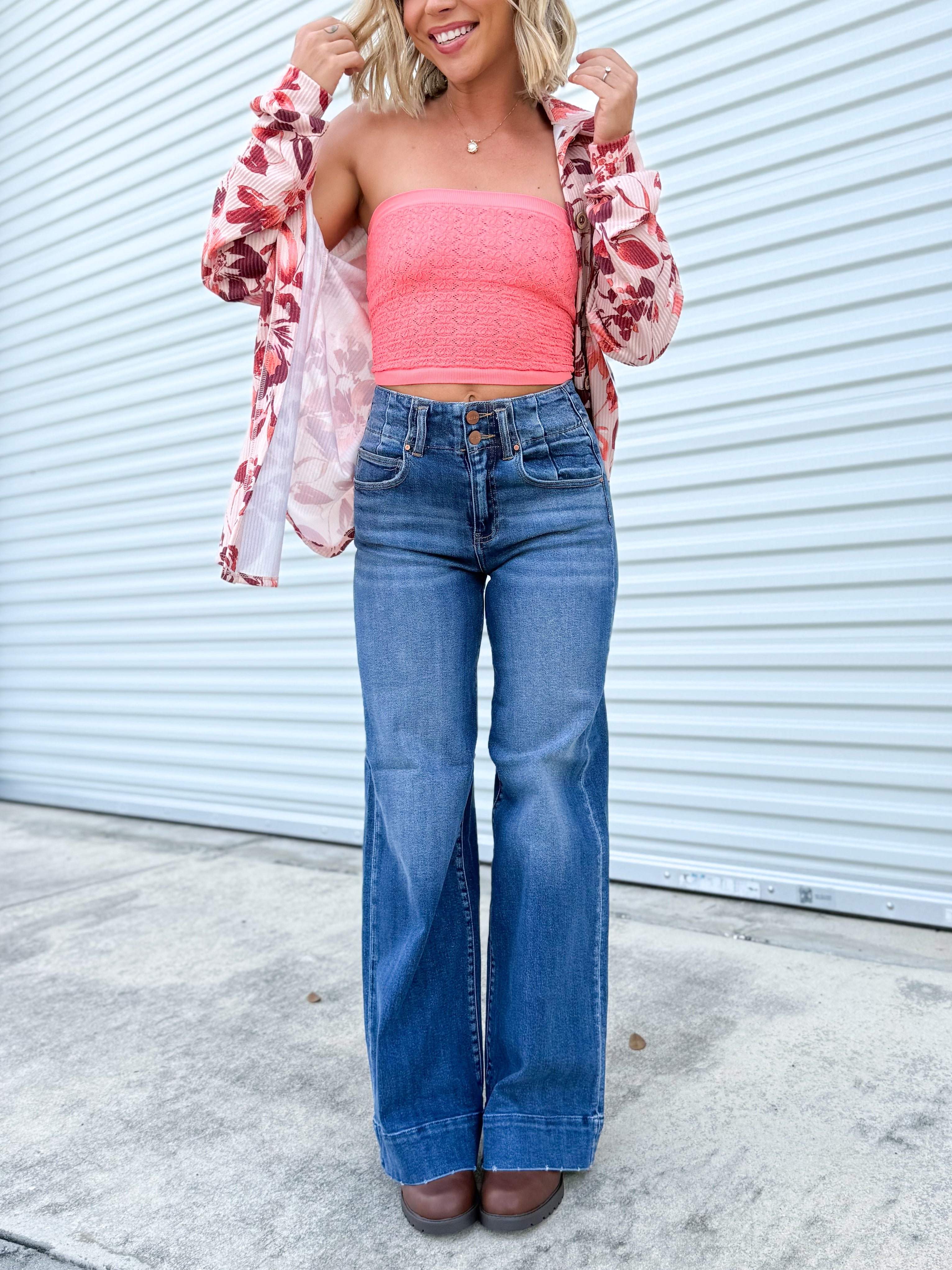 Fifth Avenue Wide Leg Jeans by Risen-190 JEANS-Risen Jeans-Heathered Boho Boutique, Women's Fashion and Accessories in Palmetto, FL