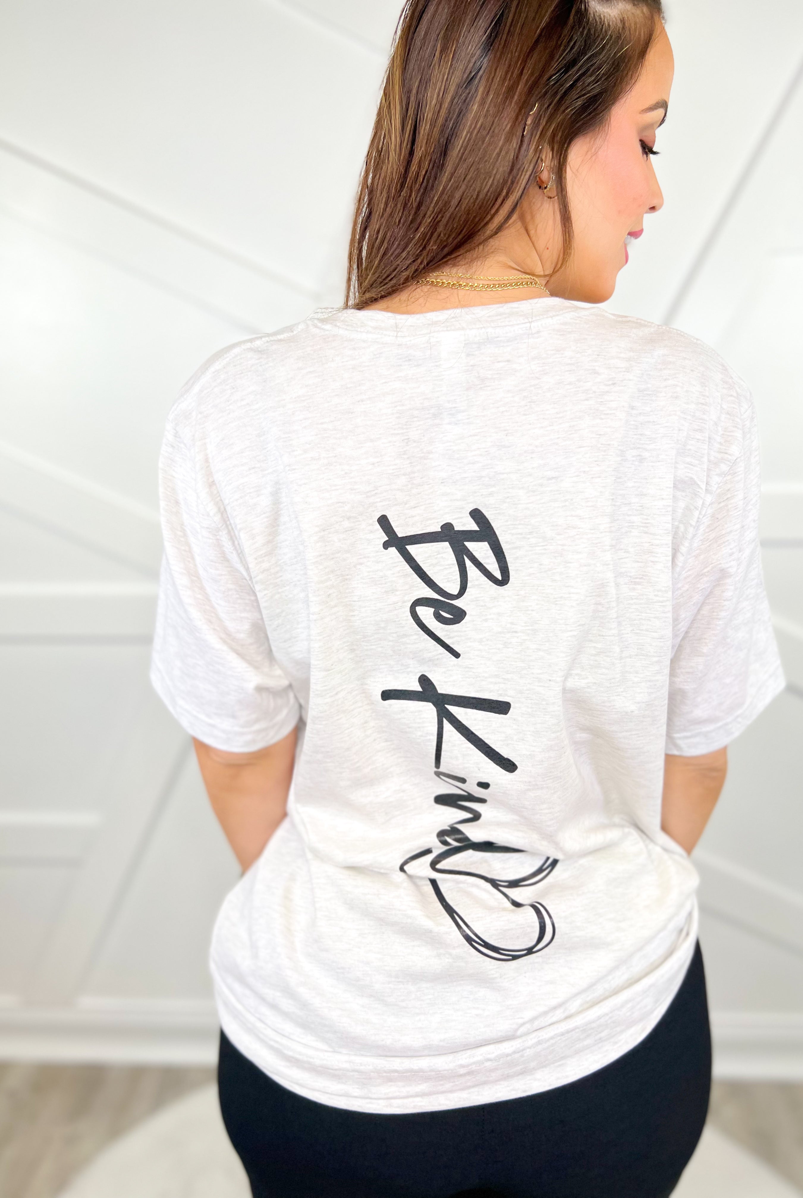 Be Kind Graphic Tee - Ash-130 Graphic Tees-Heathered Boho-Heathered Boho Boutique, Women's Fashion and Accessories in Palmetto, FL