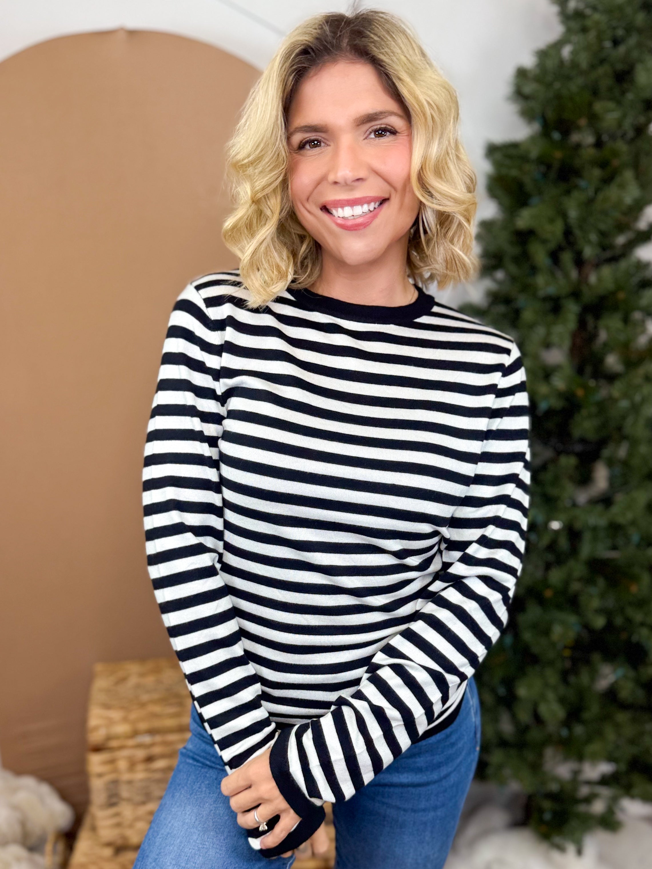 Stay In Line Top-120 Long Sleeve Tops-Cielo-Heathered Boho Boutique, Women's Fashion and Accessories in Palmetto, FL