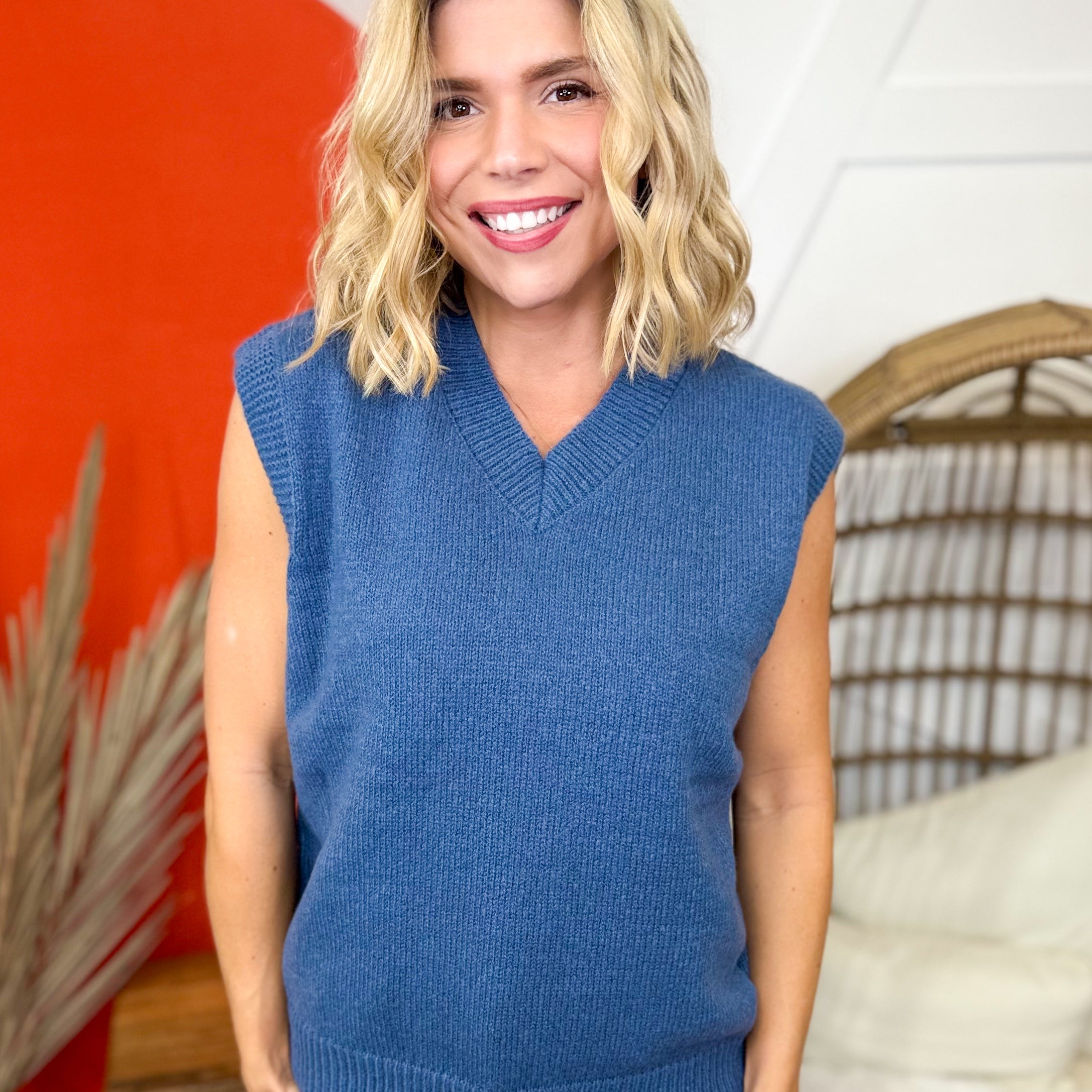 Classic Prep Sweater Vest-110 Short Sleeve Top-GEEGEE-Heathered Boho Boutique, Women's Fashion and Accessories in Palmetto, FL