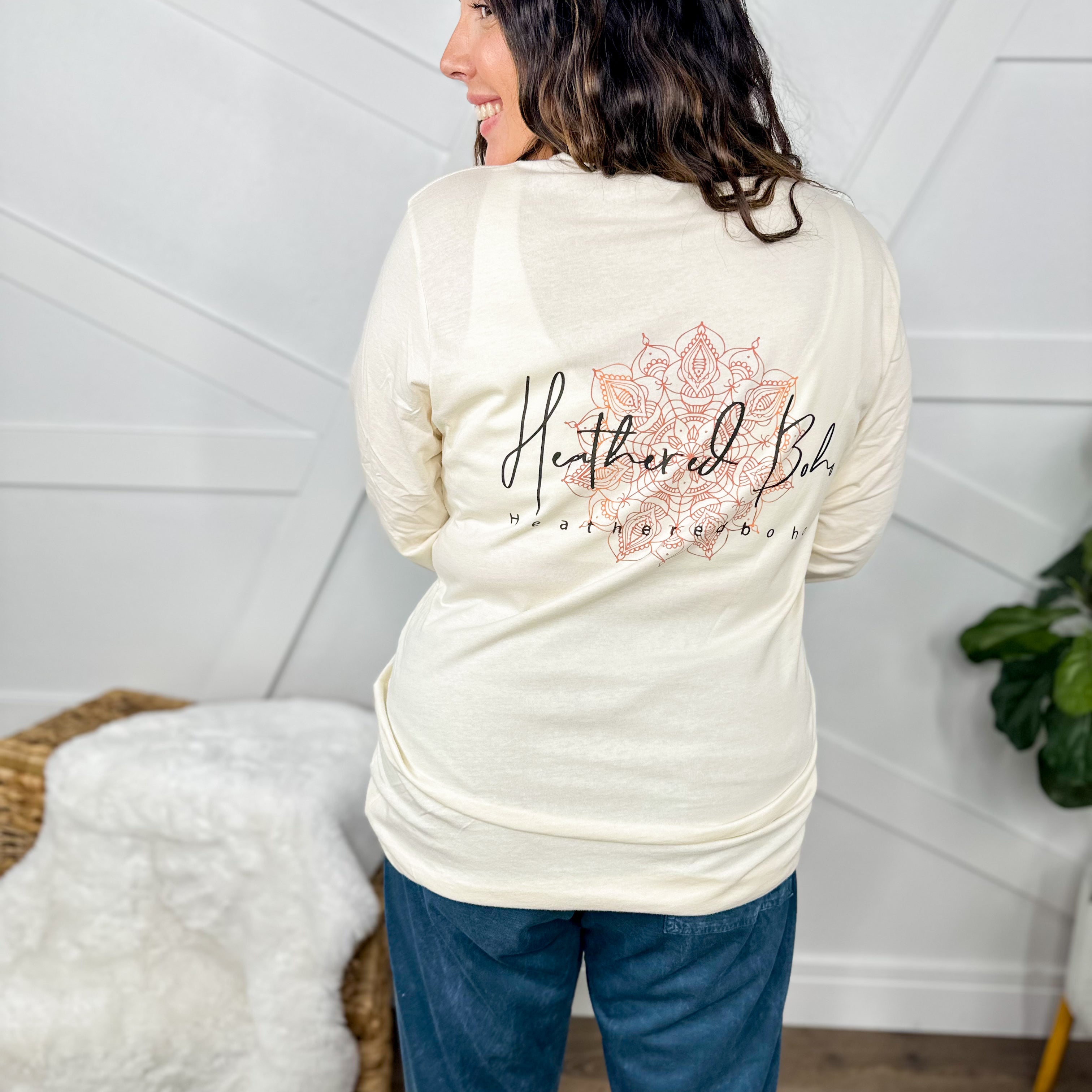 Custom Heathered Boho Graphic Long Sleeve-120 Long Sleeve Tops-Heathered Boho-Heathered Boho Boutique, Women's Fashion and Accessories in Palmetto, FL