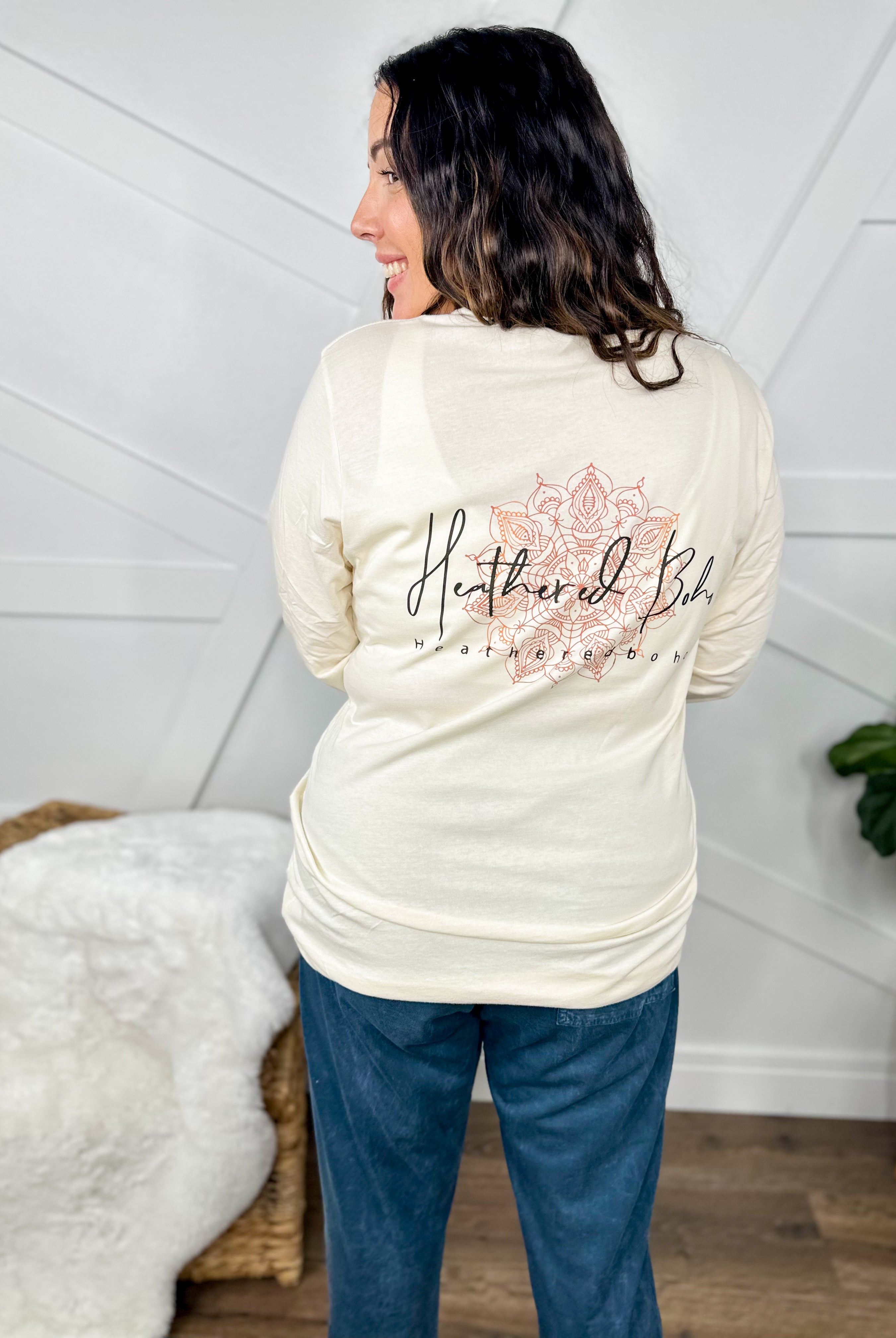 Custom Heathered Boho Graphic Long Sleeve-120 Long Sleeve Tops-Heathered Boho-Heathered Boho Boutique, Women's Fashion and Accessories in Palmetto, FL
