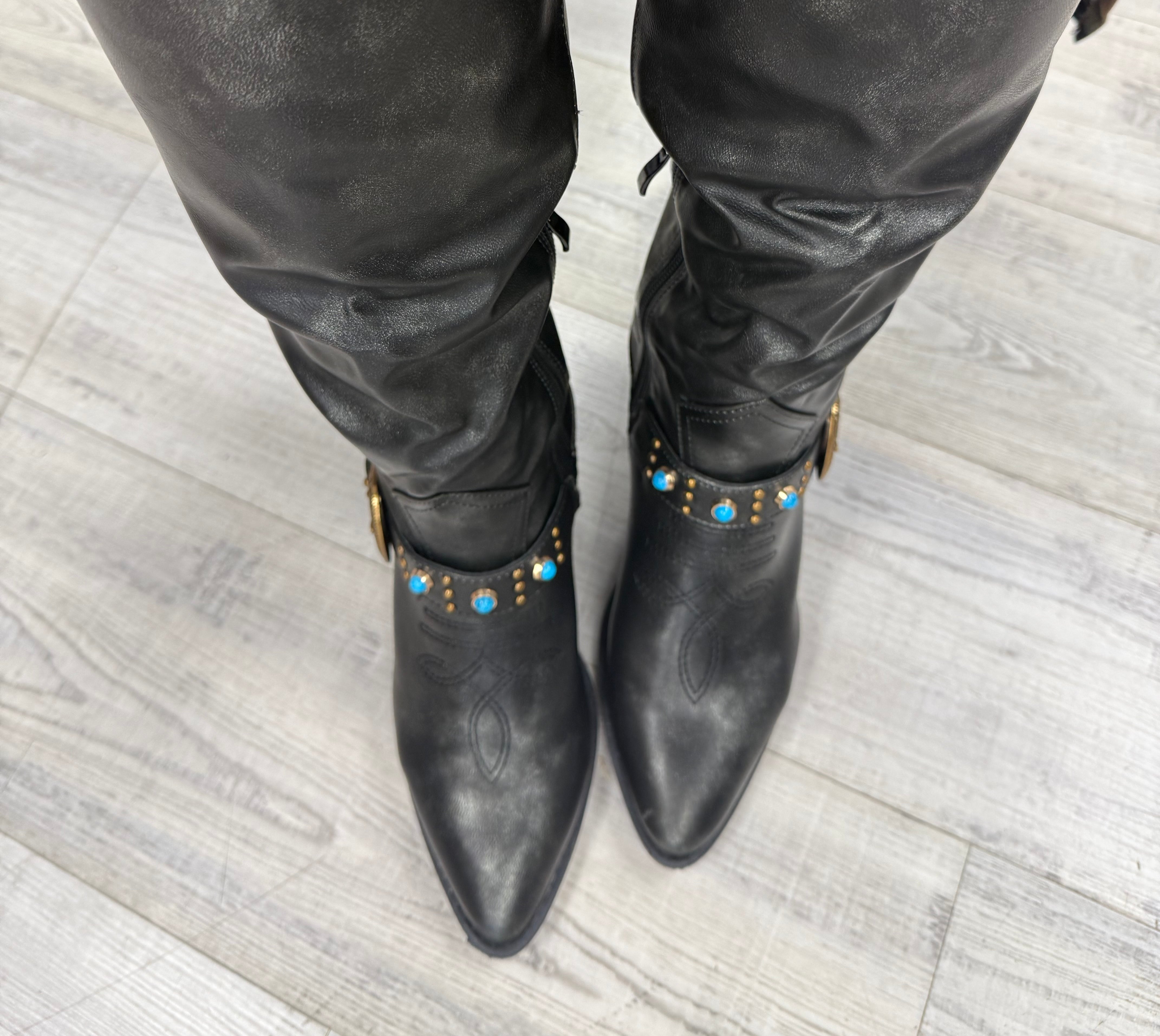 On the Ride Boots - Distressed Black-350 SHOES-Forever Link-Heathered Boho Boutique, Women's Fashion and Accessories in Palmetto, FL
