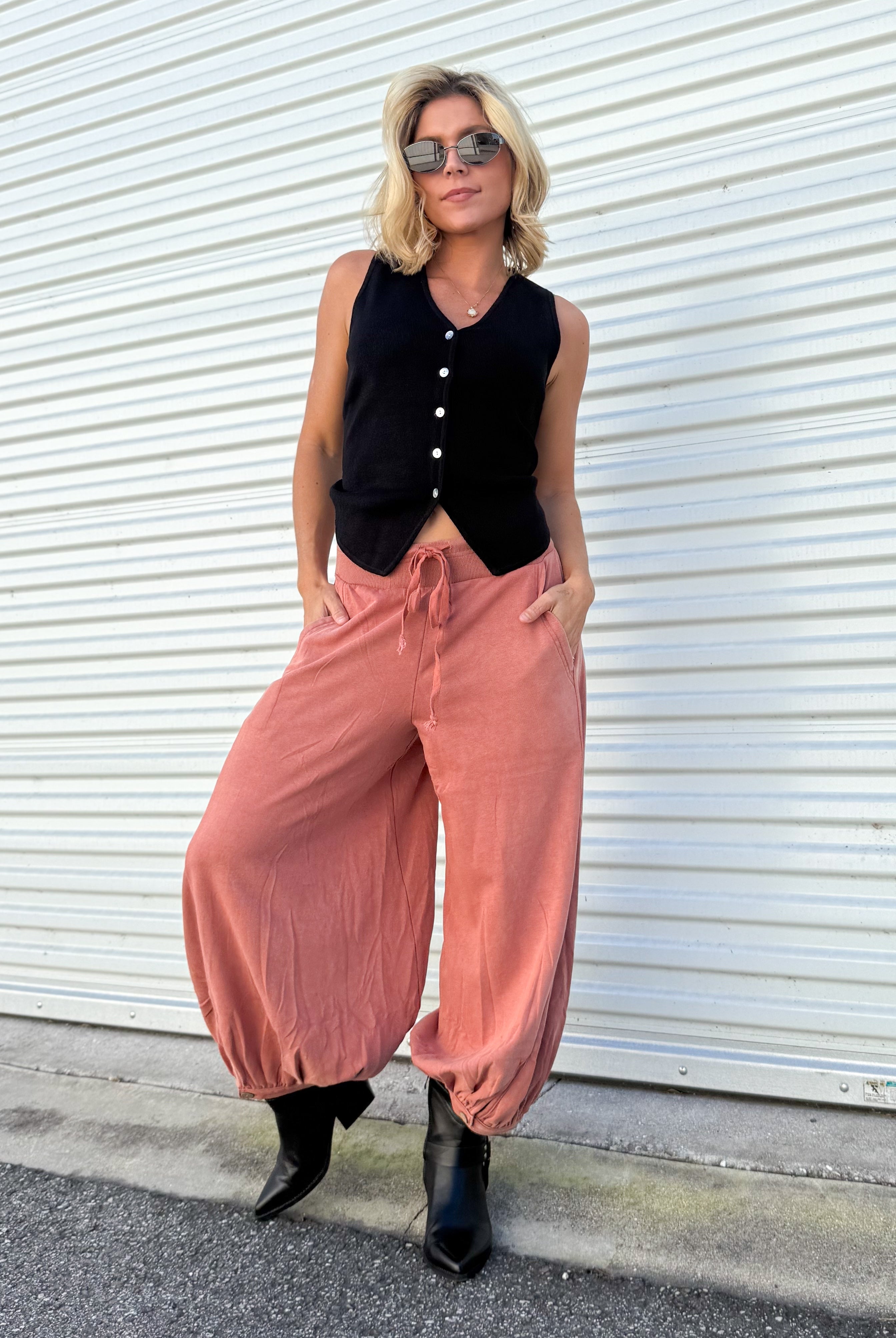 Restock: To the Sky Capri Bubble Pants-150 PANTS-Oddi-Heathered Boho Boutique, Women's Fashion and Accessories in Palmetto, FL
