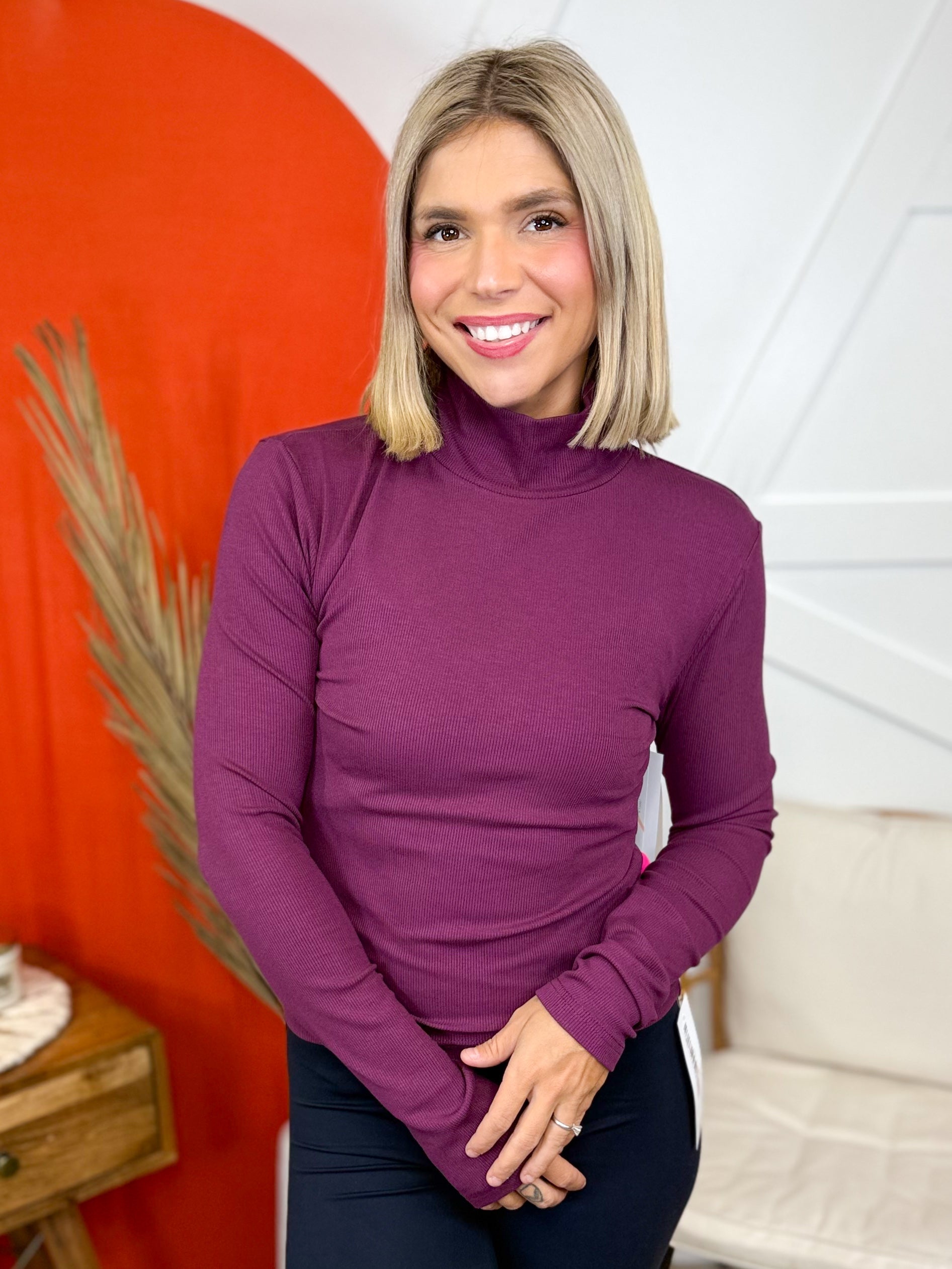 RESTOCK: Good Feeling Turtleneck Top-120 Long Sleeve Tops-Mono B-Heathered Boho Boutique, Women's Fashion and Accessories in Palmetto, FL