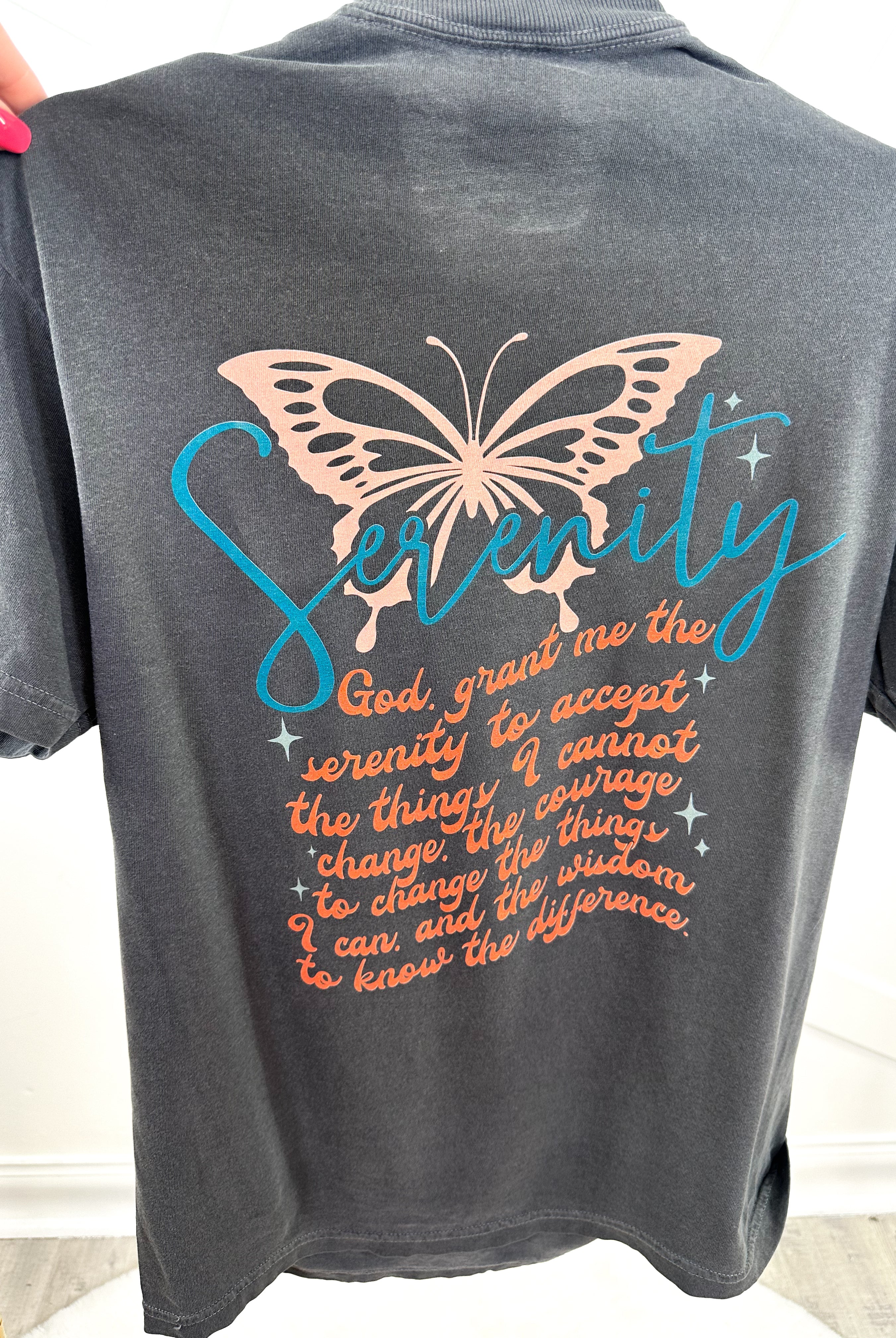 Serenity Prayer Graphic Tee-130 Graphic Tees-Heathered Boho-Heathered Boho Boutique, Women's Fashion and Accessories in Palmetto, FL
