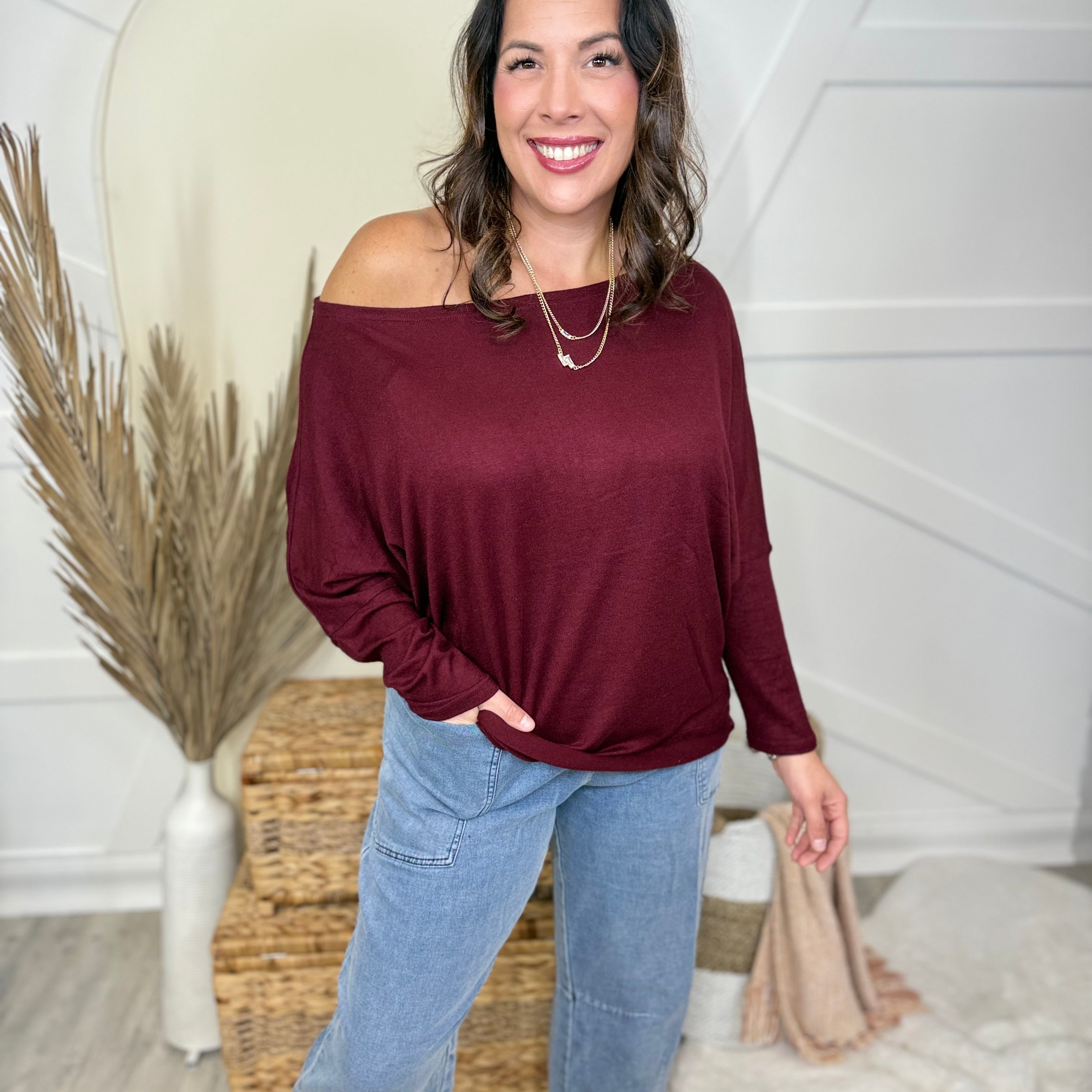 At Last Long Sleeve Top-120 Long Sleeve Tops-White Birch-Heathered Boho Boutique, Women's Fashion and Accessories in Palmetto, FL