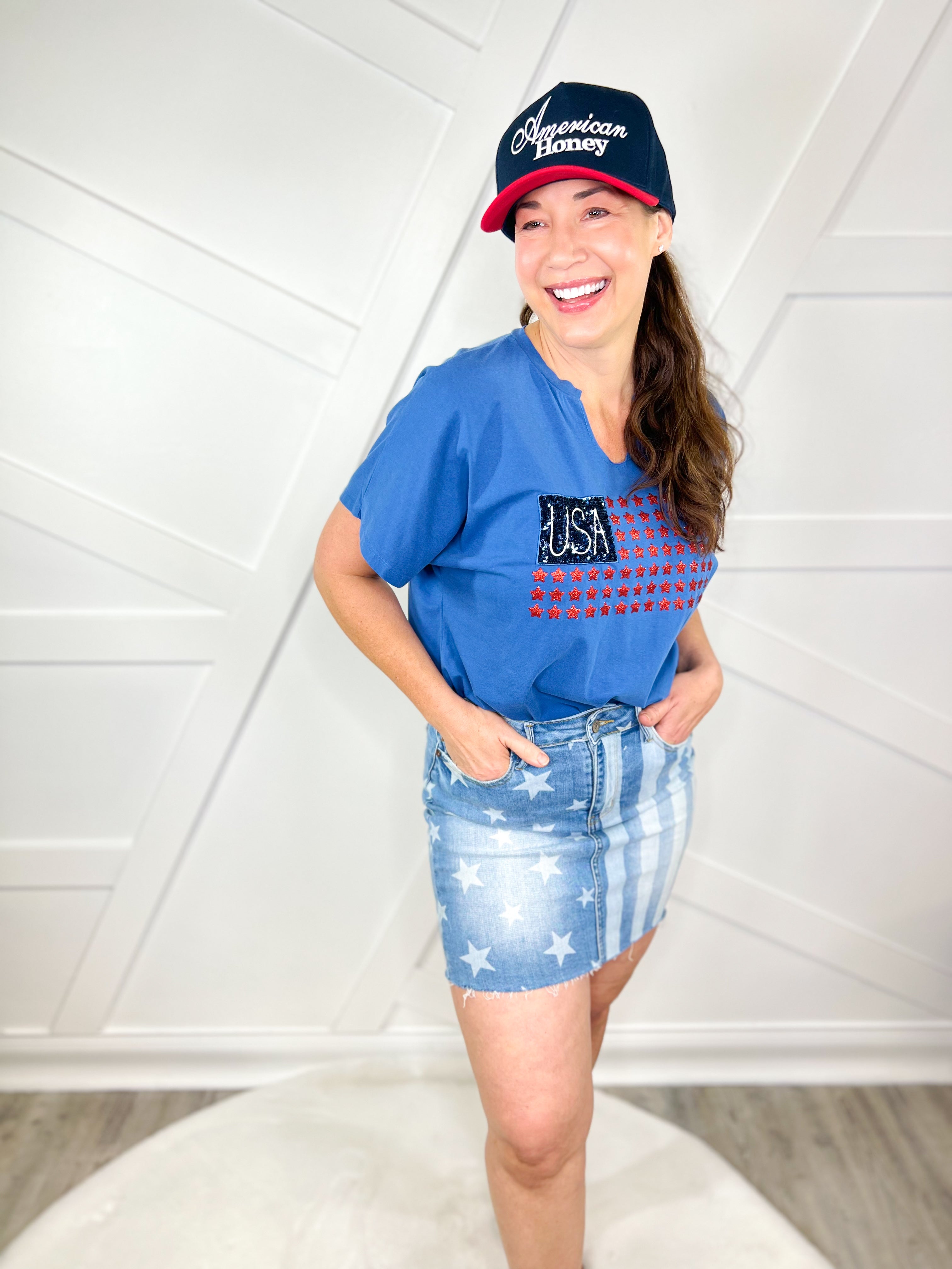 American Courtesy Skirt by Judy Blue-170 Skort/ Skirt-Judy Blue-Heathered Boho Boutique, Women's Fashion and Accessories in Palmetto, FL