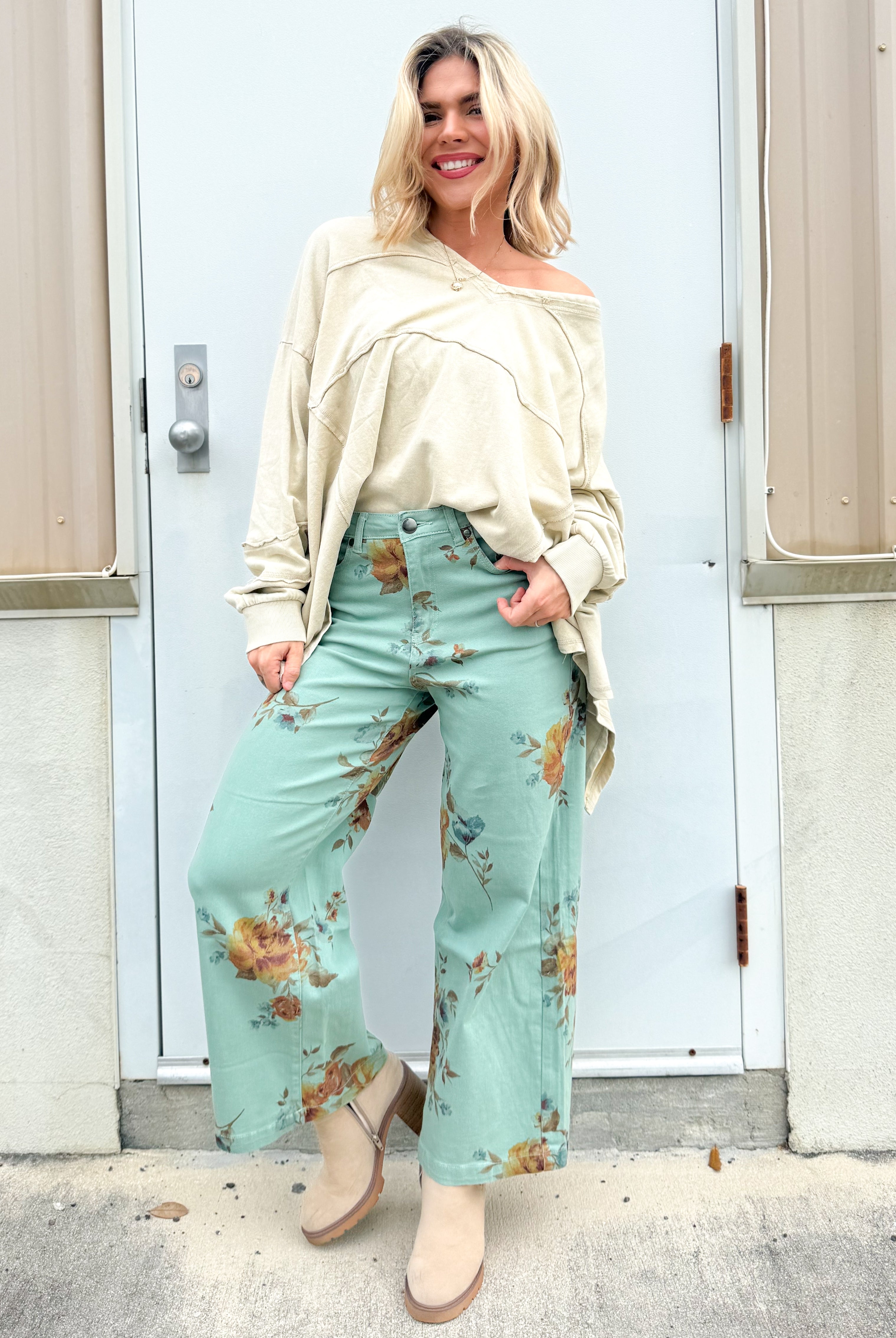 Fresh Cut Flower Pants-150 PANTS-EASEL-Heathered Boho Boutique, Women's Fashion and Accessories in Palmetto, FL
