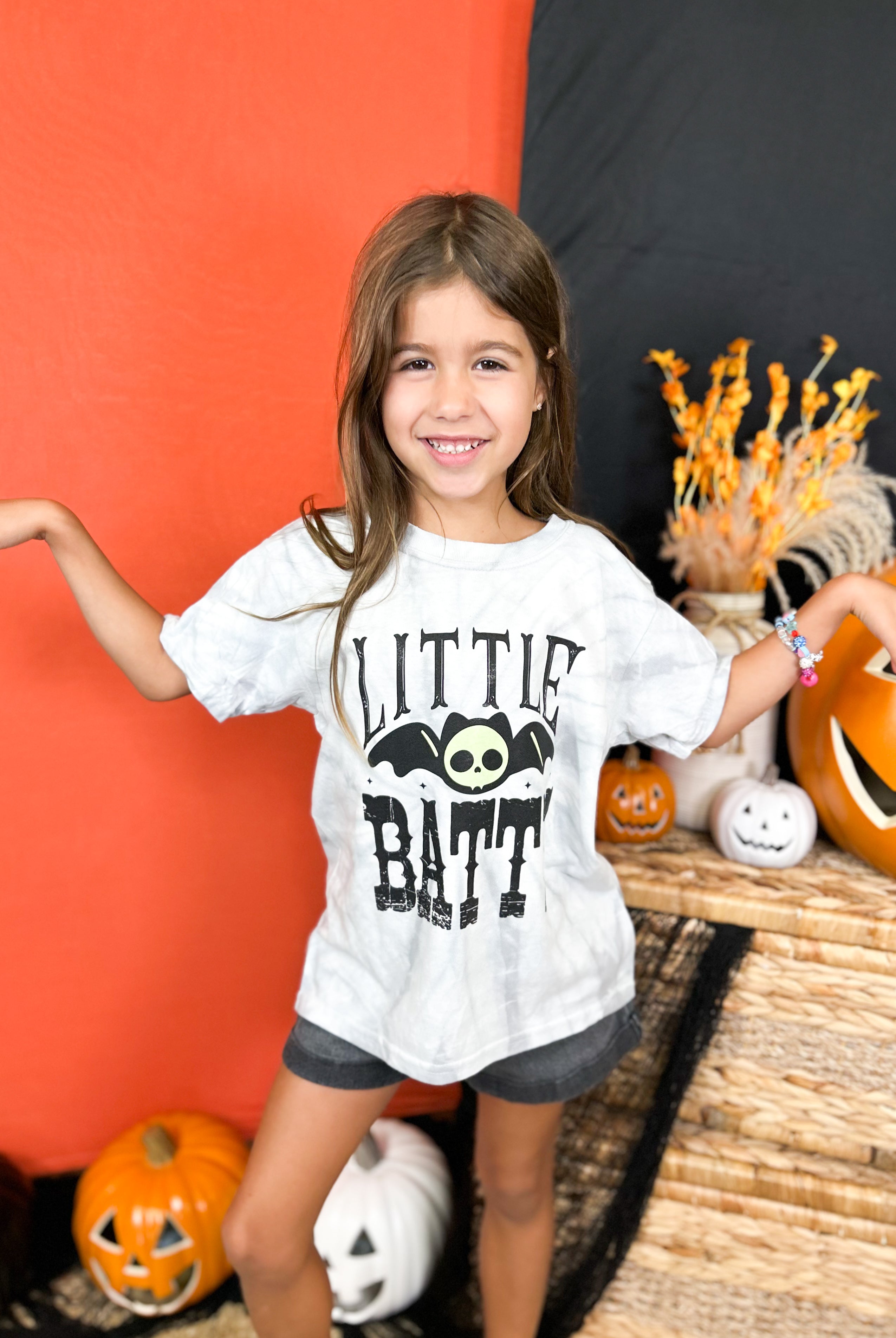 YOUTH - Little Batty Graphic Tee-130 Graphic Tees-Heathered Boho-Heathered Boho Boutique, Women's Fashion and Accessories in Palmetto, FL