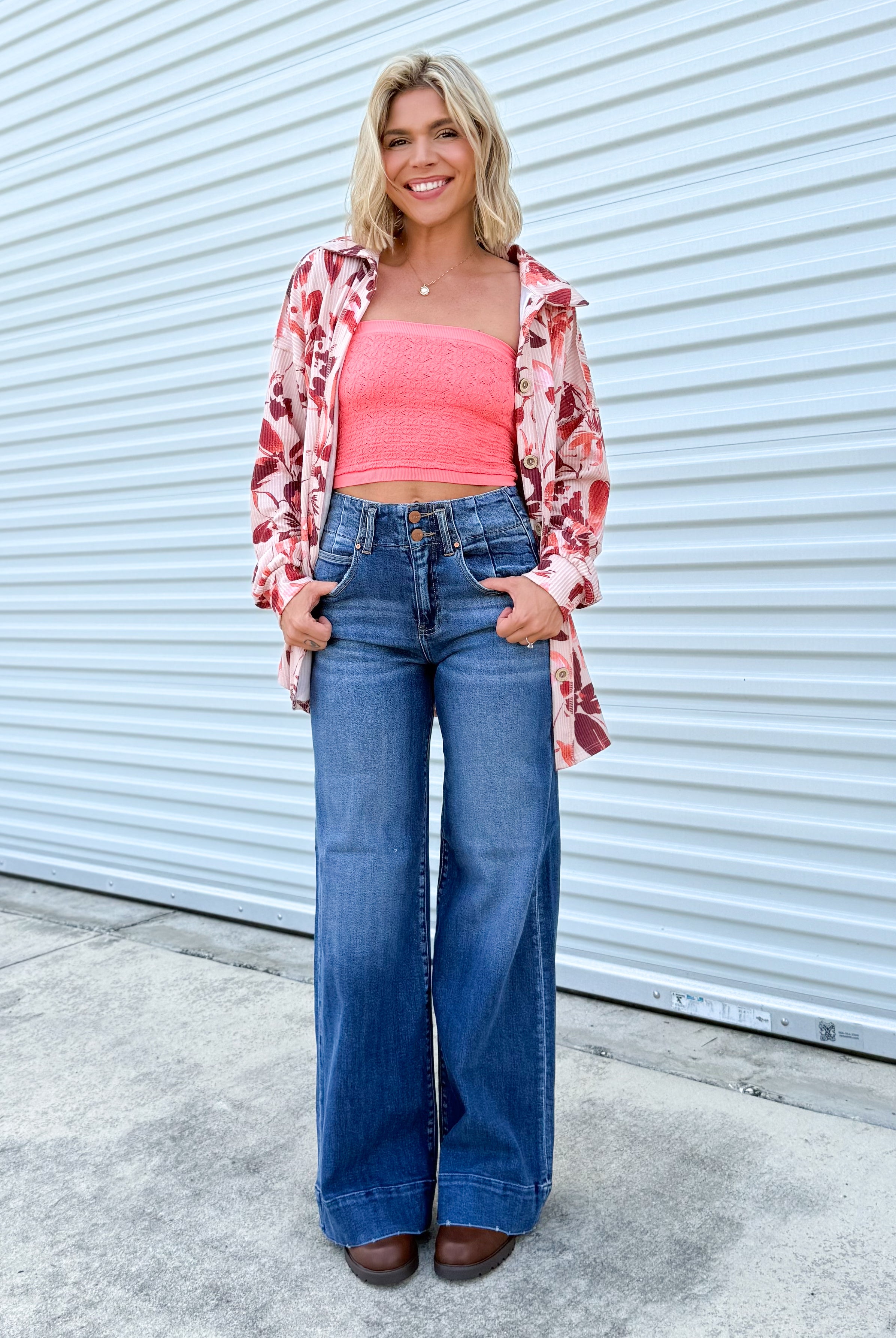 Fifth Avenue Wide Leg Jeans by Risen-190 JEANS-Risen Jeans-Heathered Boho Boutique, Women's Fashion and Accessories in Palmetto, FL
