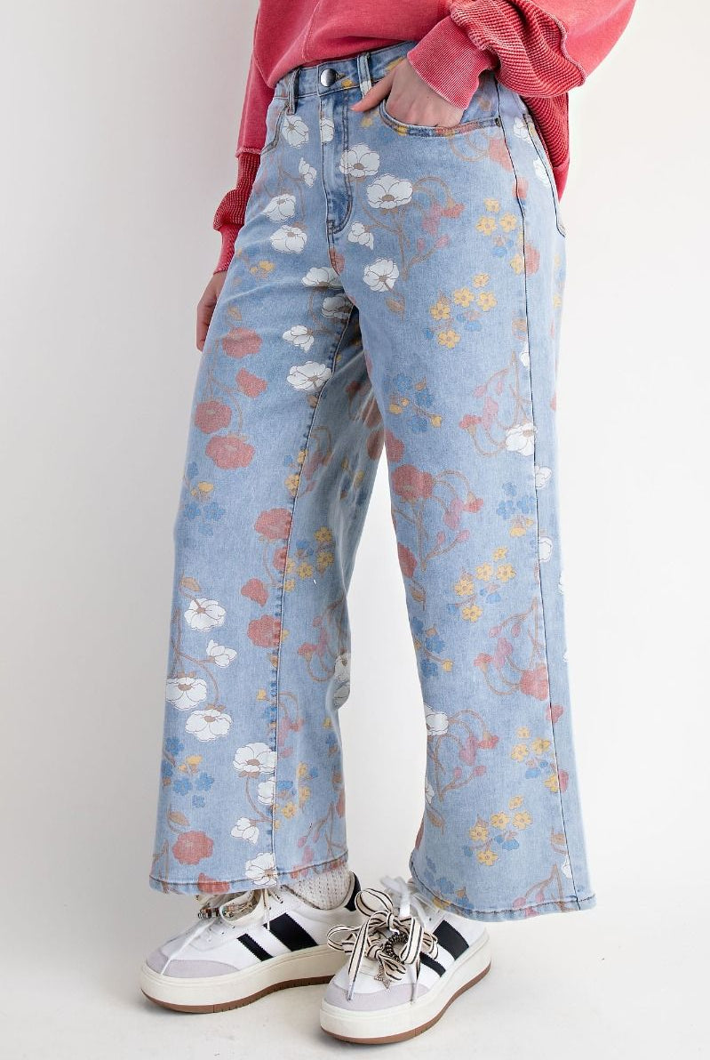 Restock: Floral Friend Pants (Reg & Curvy)-150 PANTS-EASEL-Heathered Boho Boutique, Women's Fashion and Accessories in Palmetto, FL