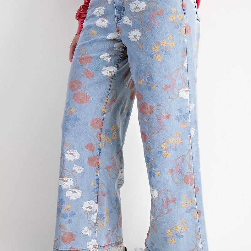 Restock: Floral Friend Pants (Reg & Curvy)-150 PANTS-EASEL-Heathered Boho Boutique, Women's Fashion and Accessories in Palmetto, FL