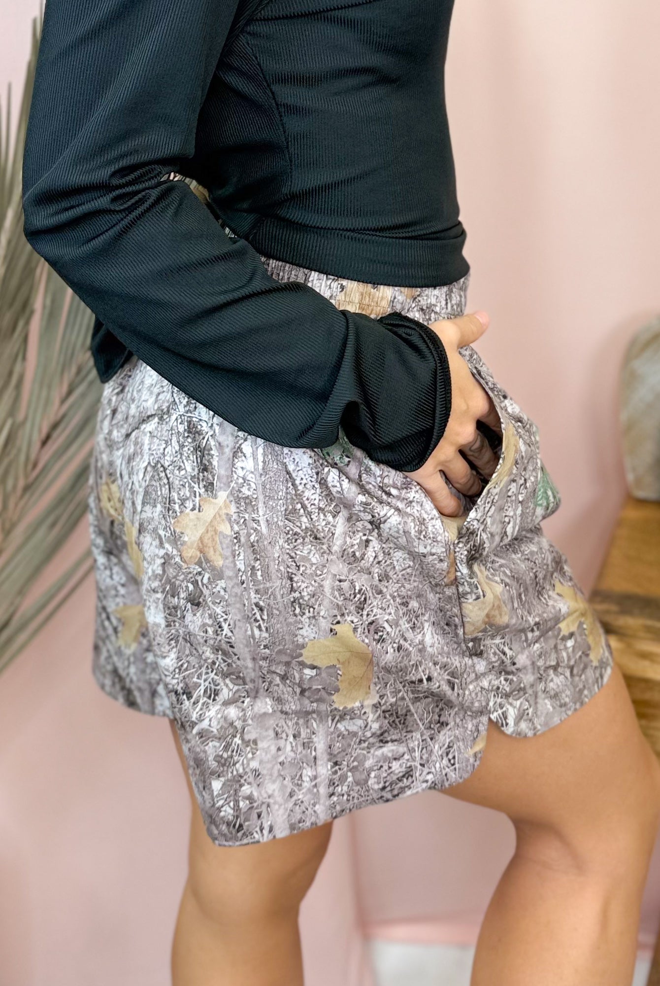 Woodland Print Shorts-160 SHORTS-Blakeley-Heathered Boho Boutique, Women's Fashion and Accessories in Palmetto, FL