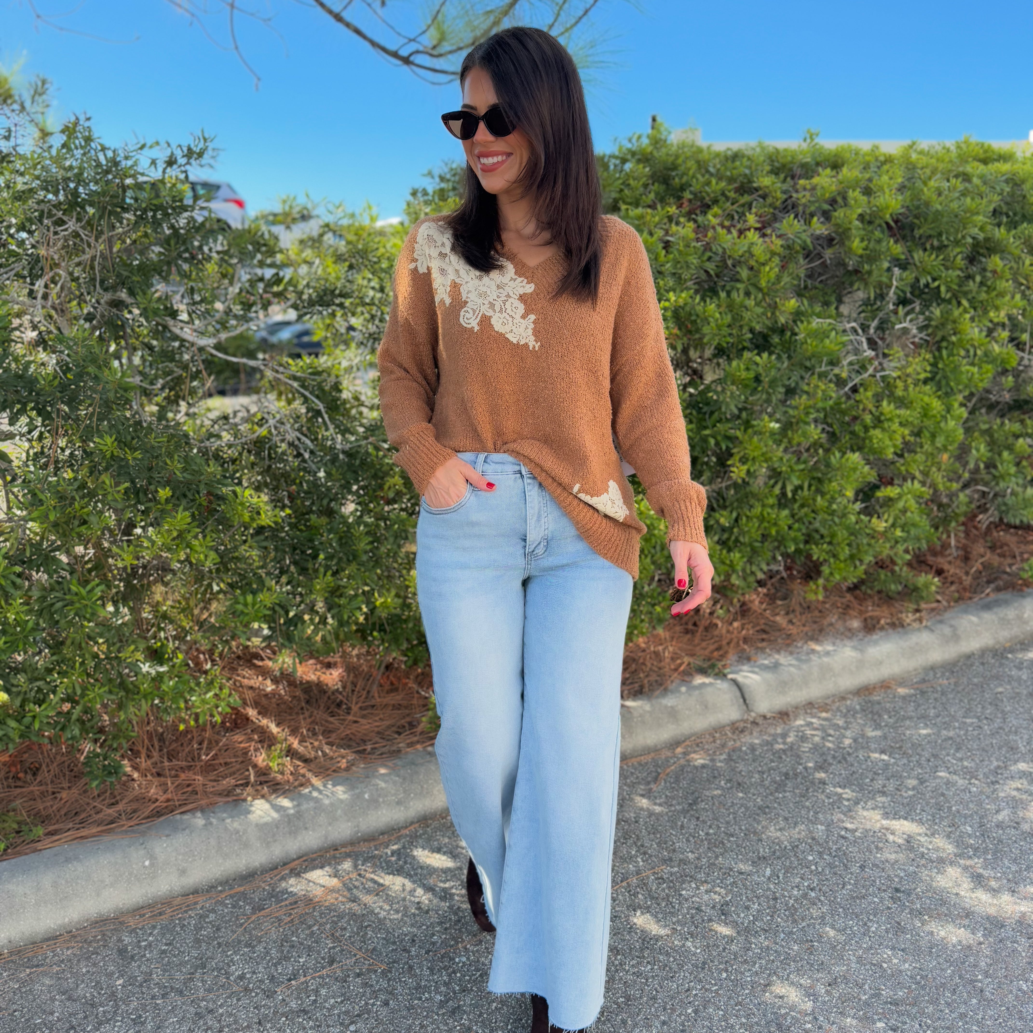 Visionary Sweater-125 SWEATER-J.NNA-Heathered Boho Boutique, Women's Fashion and Accessories in Palmetto, FL