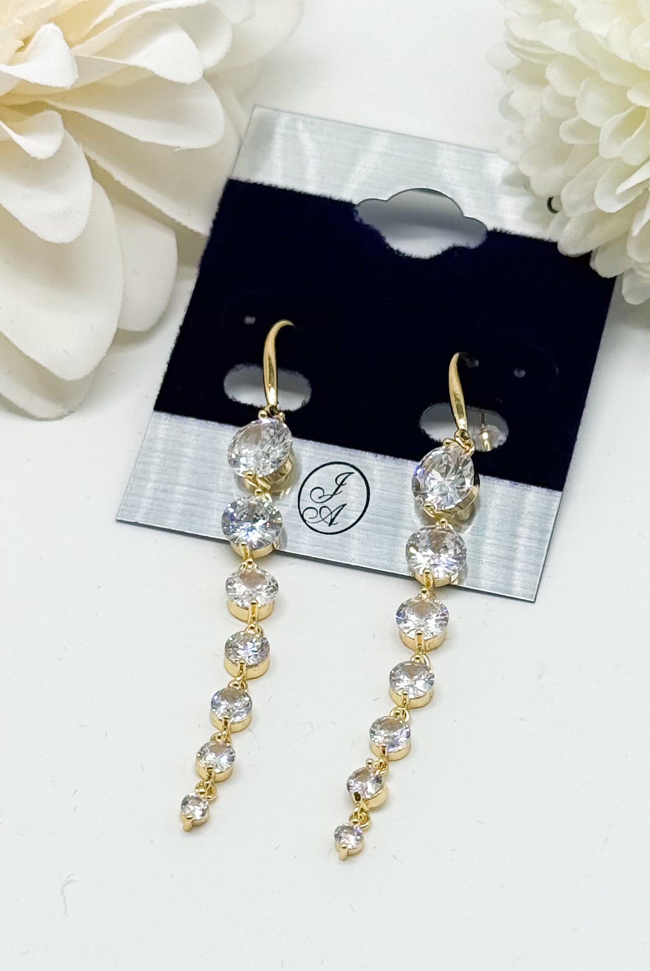 Linear Drop CZ Earring-310 Jewelry-Joseph Anthony NY, Inc-Heathered Boho Boutique, Women's Fashion and Accessories in Palmetto, FL