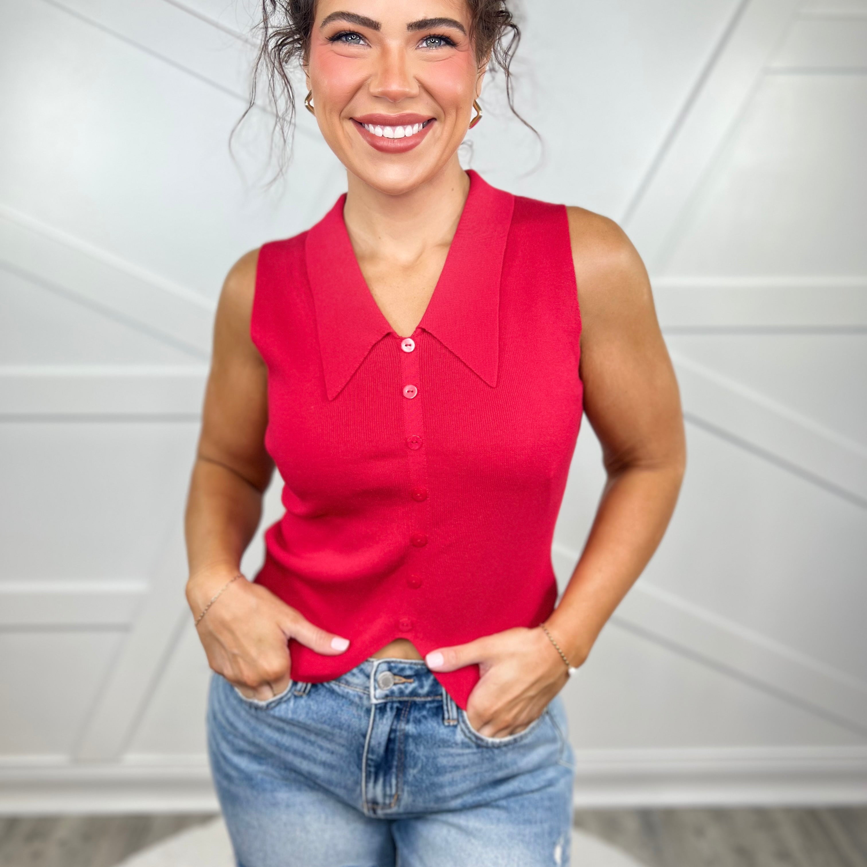 Emmy Button Down Top-100 TANK/CROP TOPS-Rivir-Heathered Boho Boutique, Women's Fashion and Accessories in Palmetto, FL