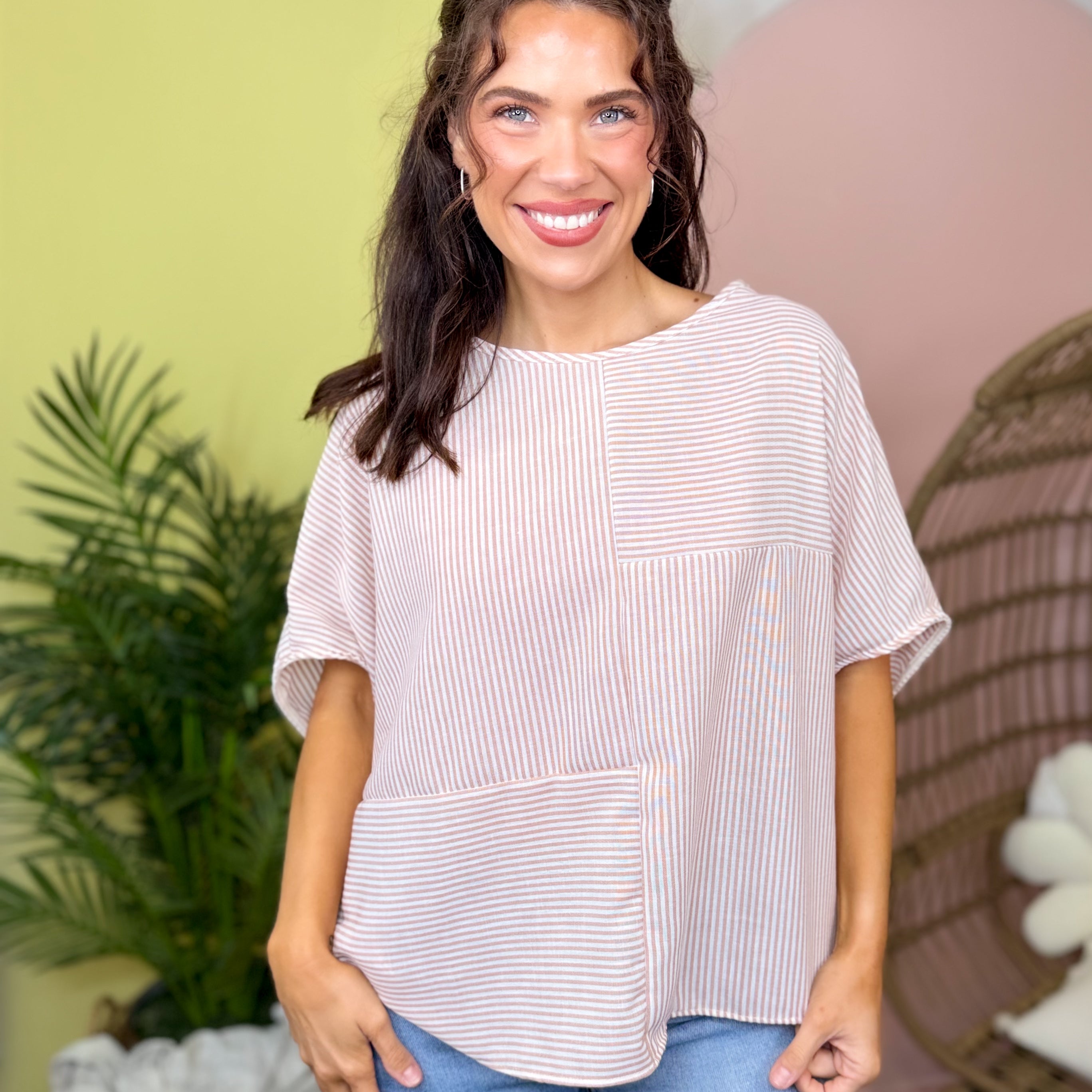 Coastal Calm Oversized Top-110 SHORT SLEEVE TOP-SEW IN LOVE-Heathered Boho Boutique, Women's Fashion and Accessories in Palmetto, FL
