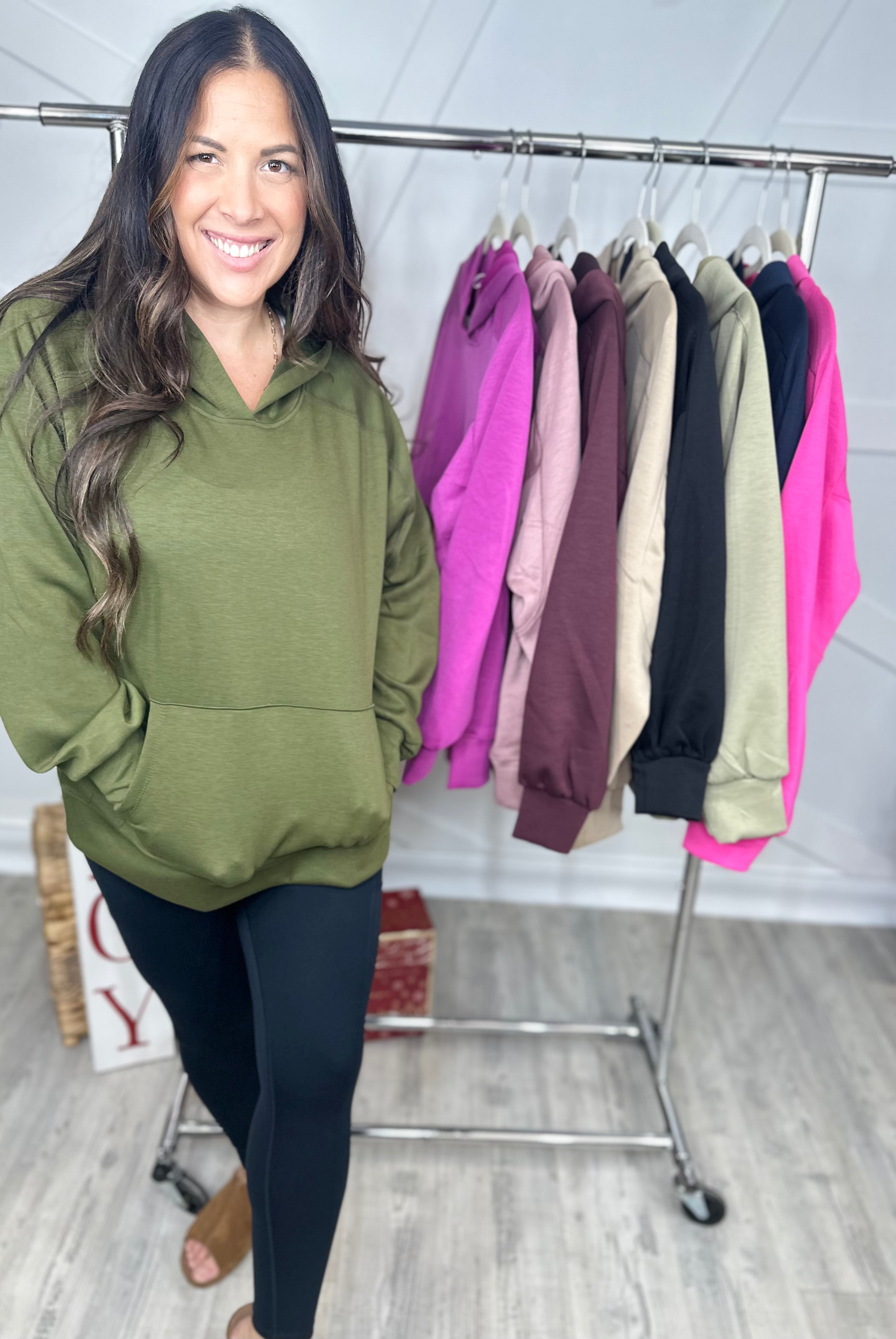 RESTOCK: Seaside Sweatshirt - Olive-210 Hoodies-DEAR SCARLETT-Heathered Boho Boutique, Women's Fashion and Accessories in Palmetto, FL