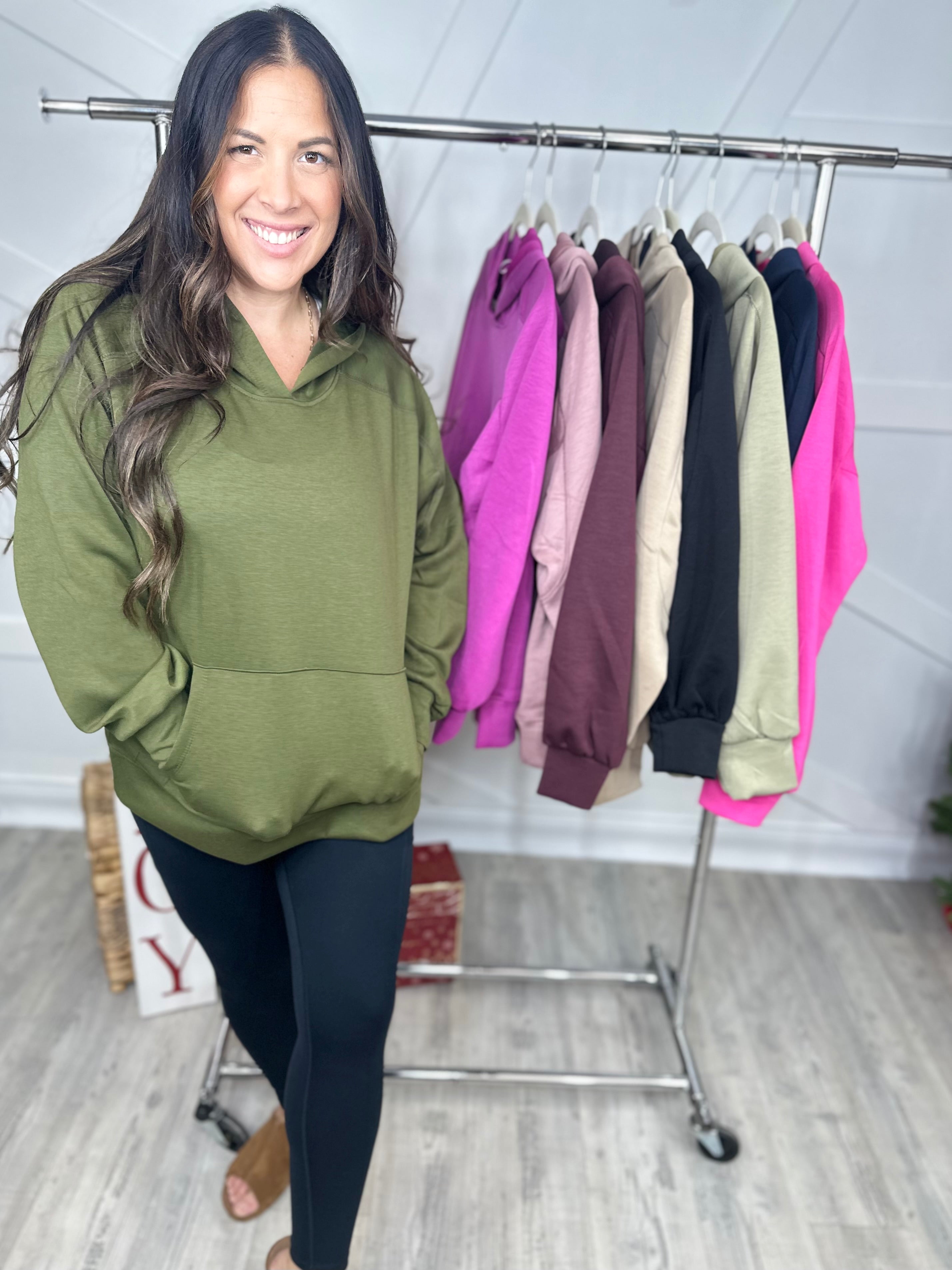 RESTOCK: Seaside Sweatshirt - Olive-210 Hoodies-DEAR SCARLETT-Heathered Boho Boutique, Women's Fashion and Accessories in Palmetto, FL