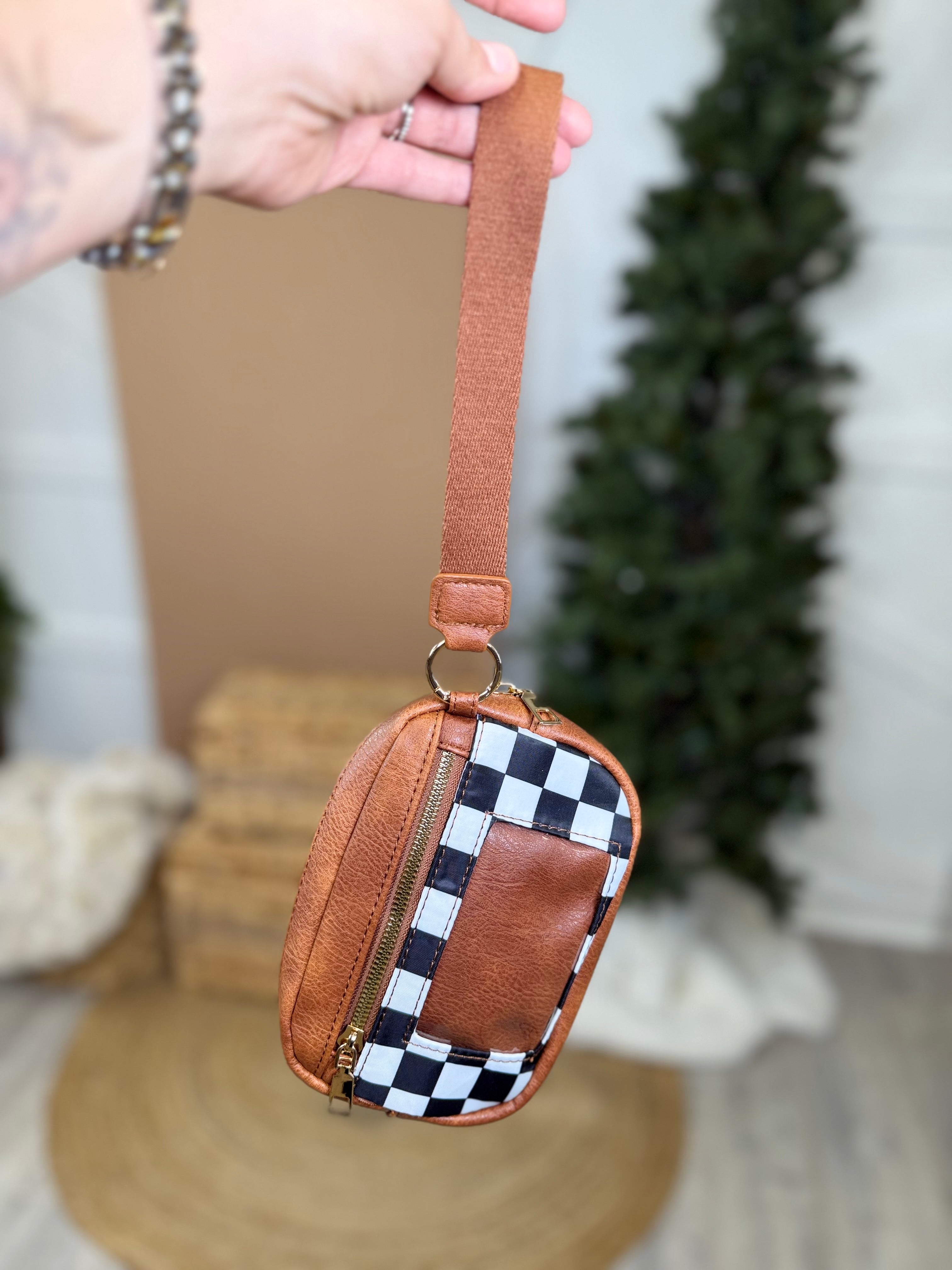 Checkered Vibes Everyday Wristlet-320 Bags-Heathered Boho-Heathered Boho Boutique, Women's Fashion and Accessories in Palmetto, FL