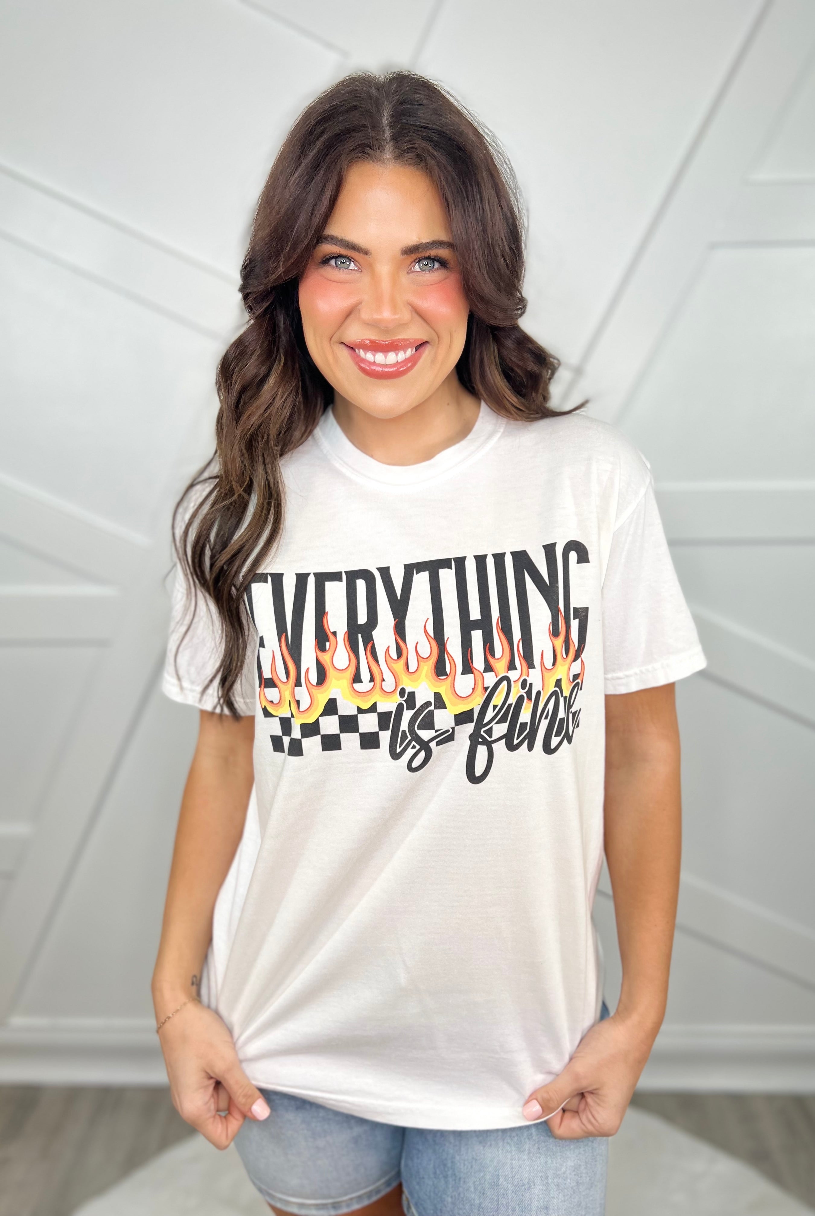Everything Is Fine Graphic Tee-130 Graphic Tees-Heathered Boho-Heathered Boho Boutique, Women's Fashion and Accessories in Palmetto, FL