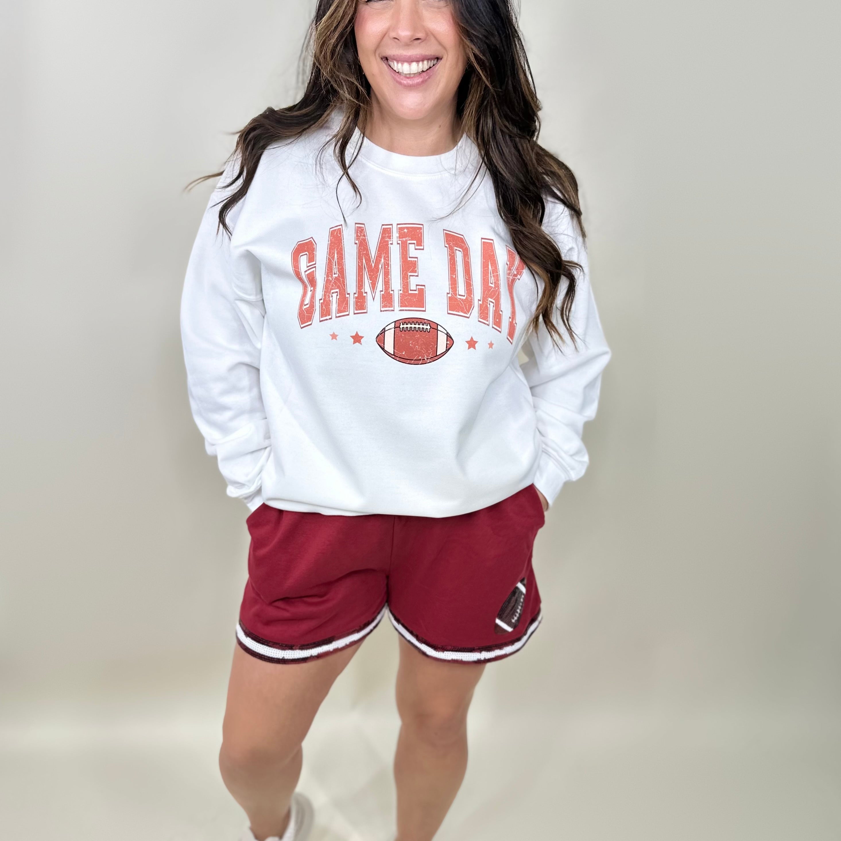Preppy Game Day Football Graphic Sweatshirt-130 Graphic Tees-Heathered Boho-Heathered Boho Boutique, Women's Fashion and Accessories in Palmetto, FL