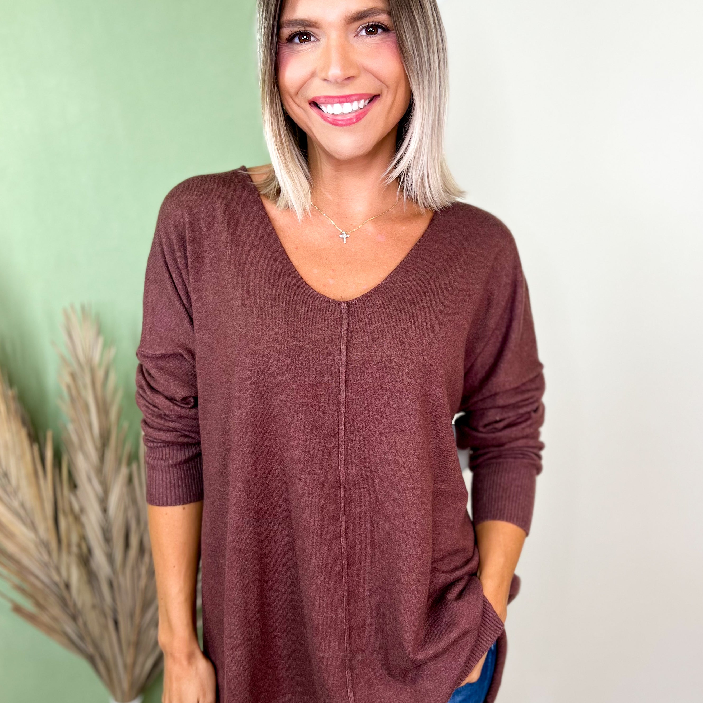 The Lola Long Sleeve Top-120 LONG SLEEVE TOPS-ZENANA-Heathered Boho Boutique, Women's Fashion and Accessories in Palmetto, FL