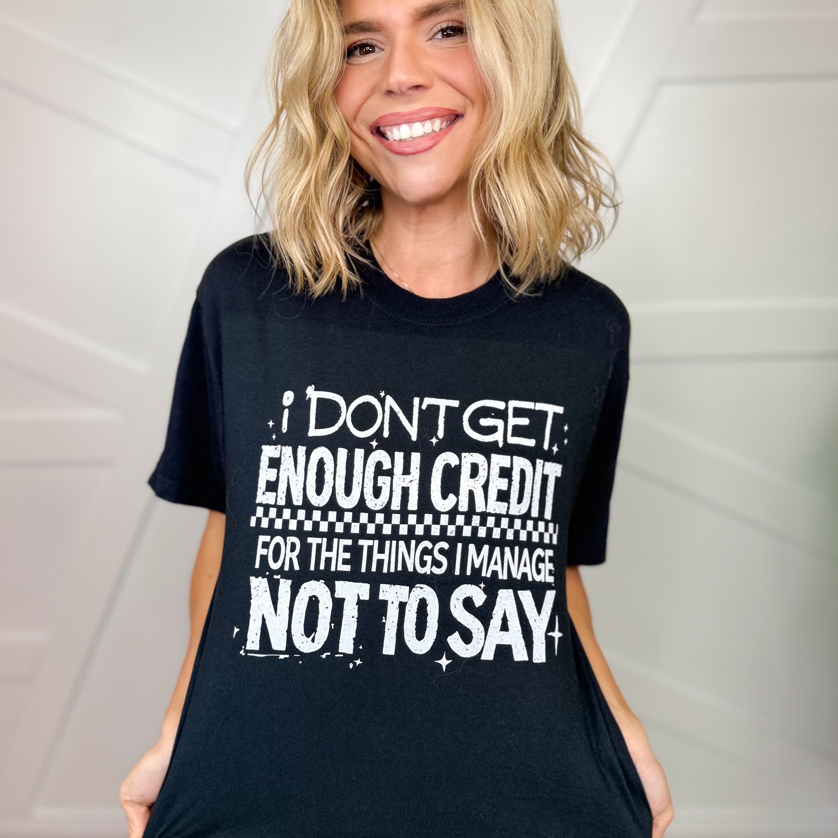 I Don't Get Enough Credit Graphic Tee-130 Graphic Tees-Heathered Boho-Heathered Boho Boutique, Women's Fashion and Accessories in Palmetto, FL