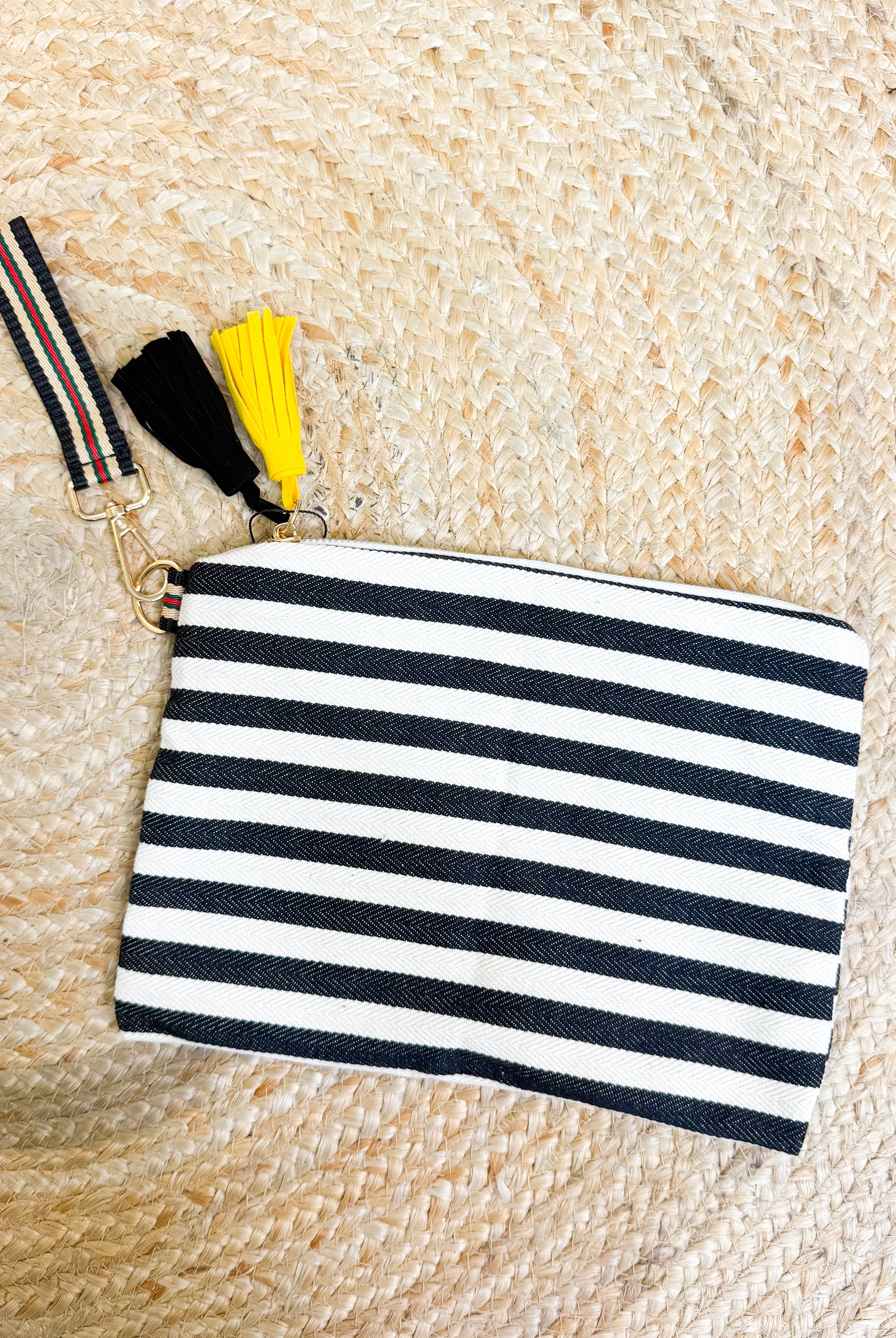 Striped Canvas Large Wristlet-320 Bags-Heathered Boho-Heathered Boho Boutique, Women's Fashion and Accessories in Palmetto, FL