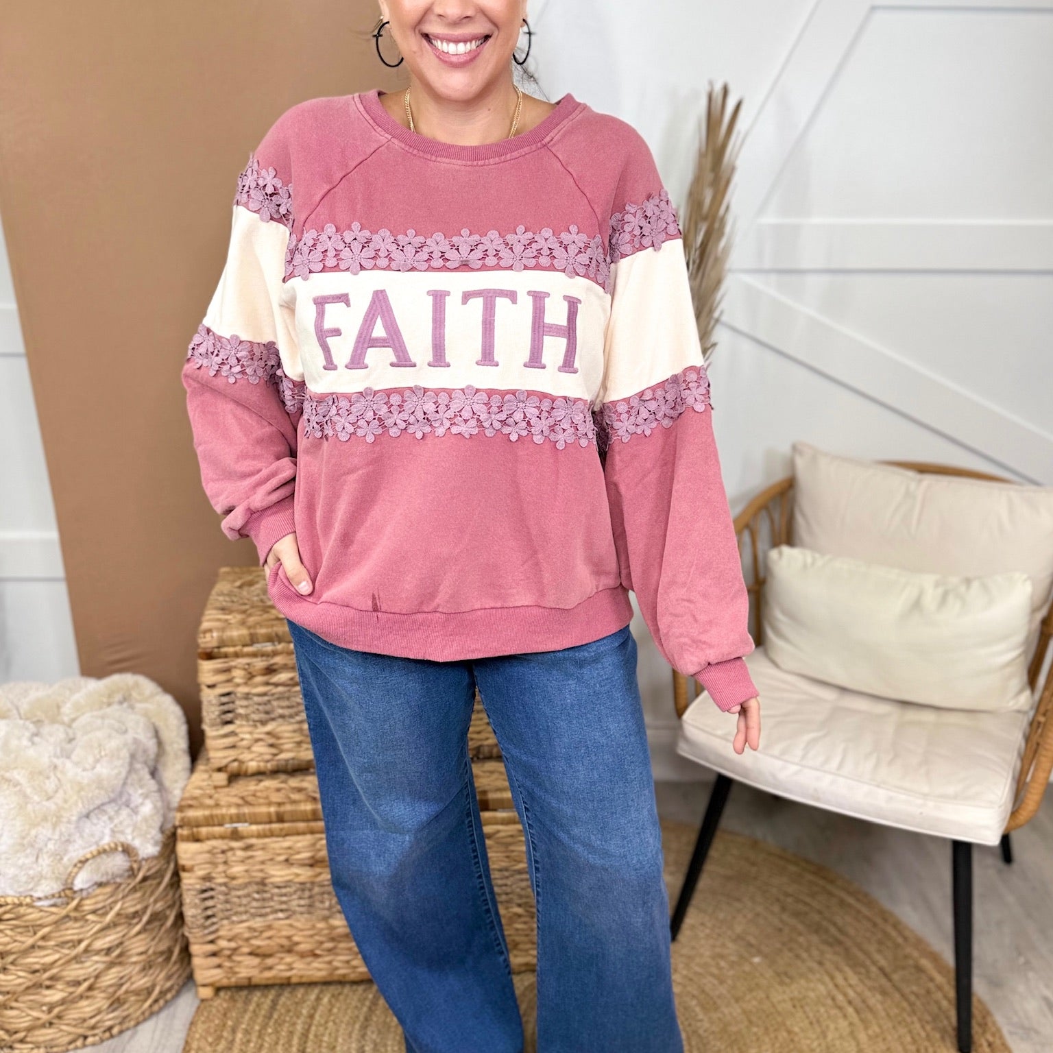 Restock: Joy, Faith & Hope Pullover-120 LONG SLEEVE TOPS-J.NNA-Heathered Boho Boutique, Women's Fashion and Accessories in Palmetto, FL