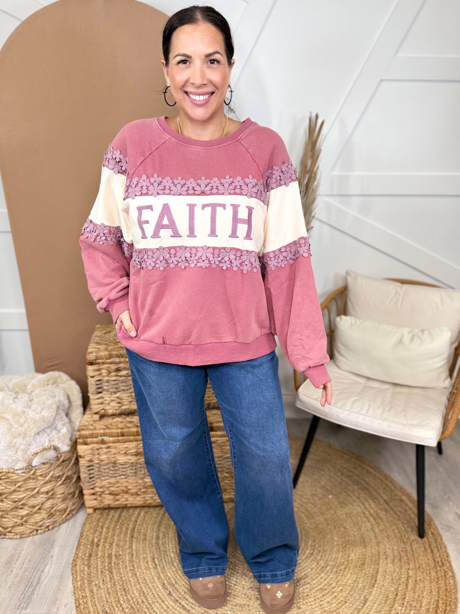 Restock: Joy, Faith & Hope Pullover-120 LONG SLEEVE TOPS-J.NNA-Heathered Boho Boutique, Women's Fashion and Accessories in Palmetto, FL