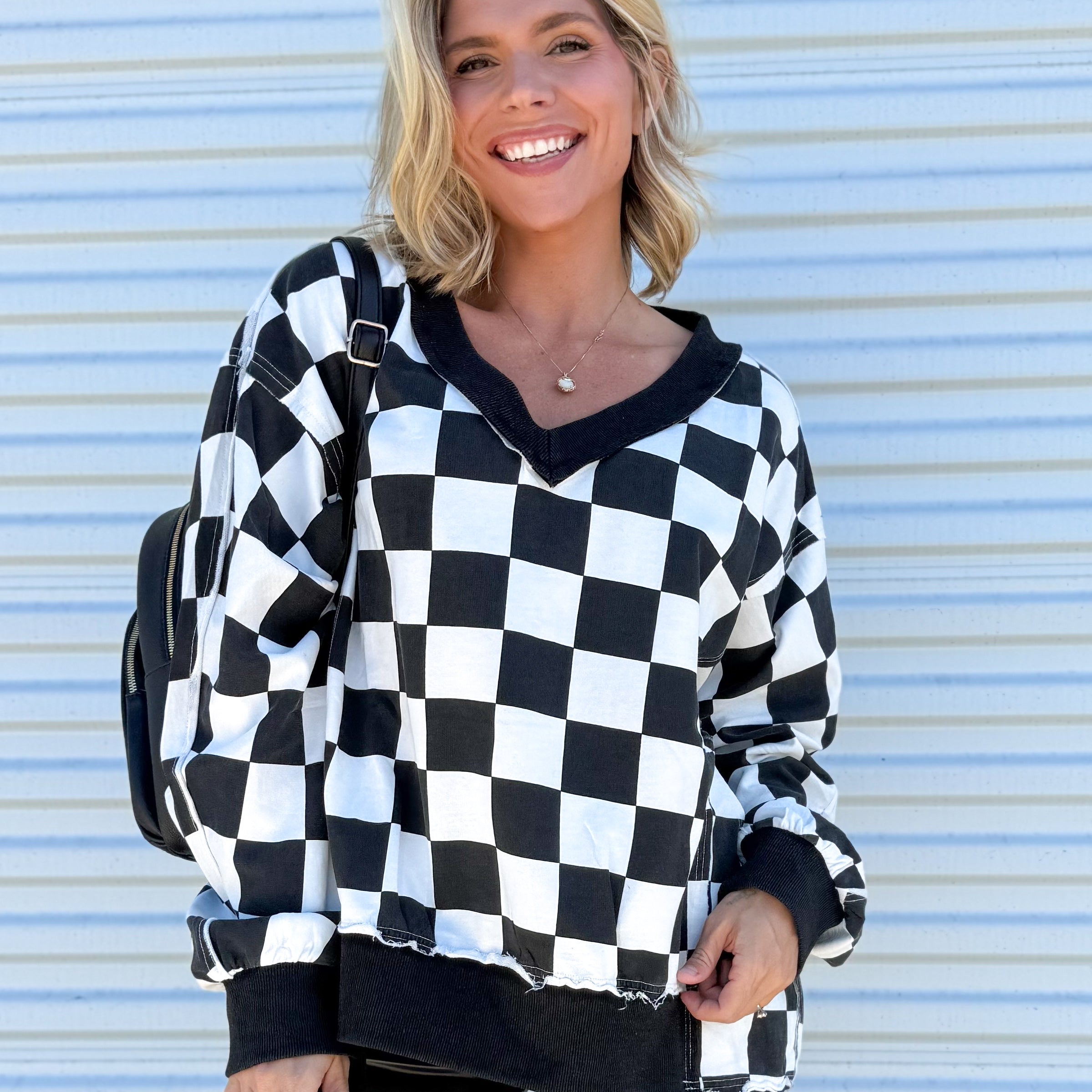 Restock: Reality Check Sweatshirt-120 LONG SLEEVE TOPS-ODDI-Heathered Boho Boutique, Women's Fashion and Accessories in Palmetto, FL