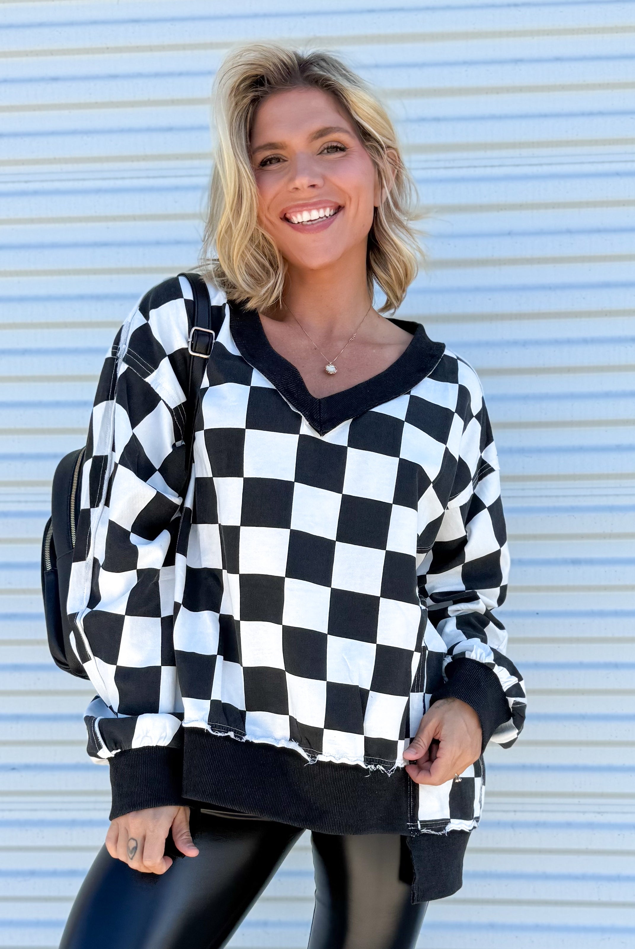 Restock: Reality Check Sweatshirt-120 LONG SLEEVE TOPS-ODDI-Heathered Boho Boutique, Women's Fashion and Accessories in Palmetto, FL