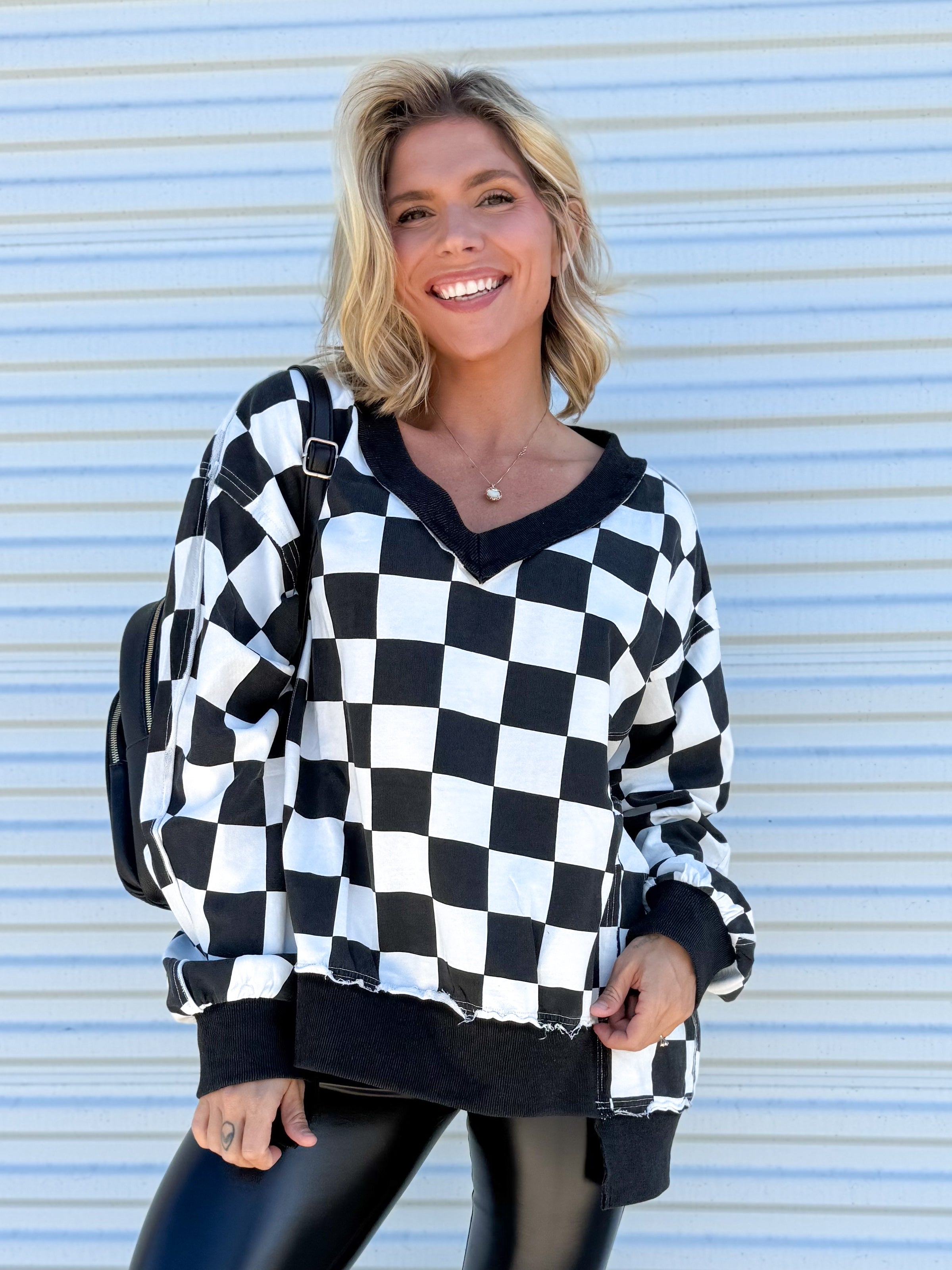 Restock: Reality Check Sweatshirt-120 LONG SLEEVE TOPS-ODDI-Heathered Boho Boutique, Women's Fashion and Accessories in Palmetto, FL
