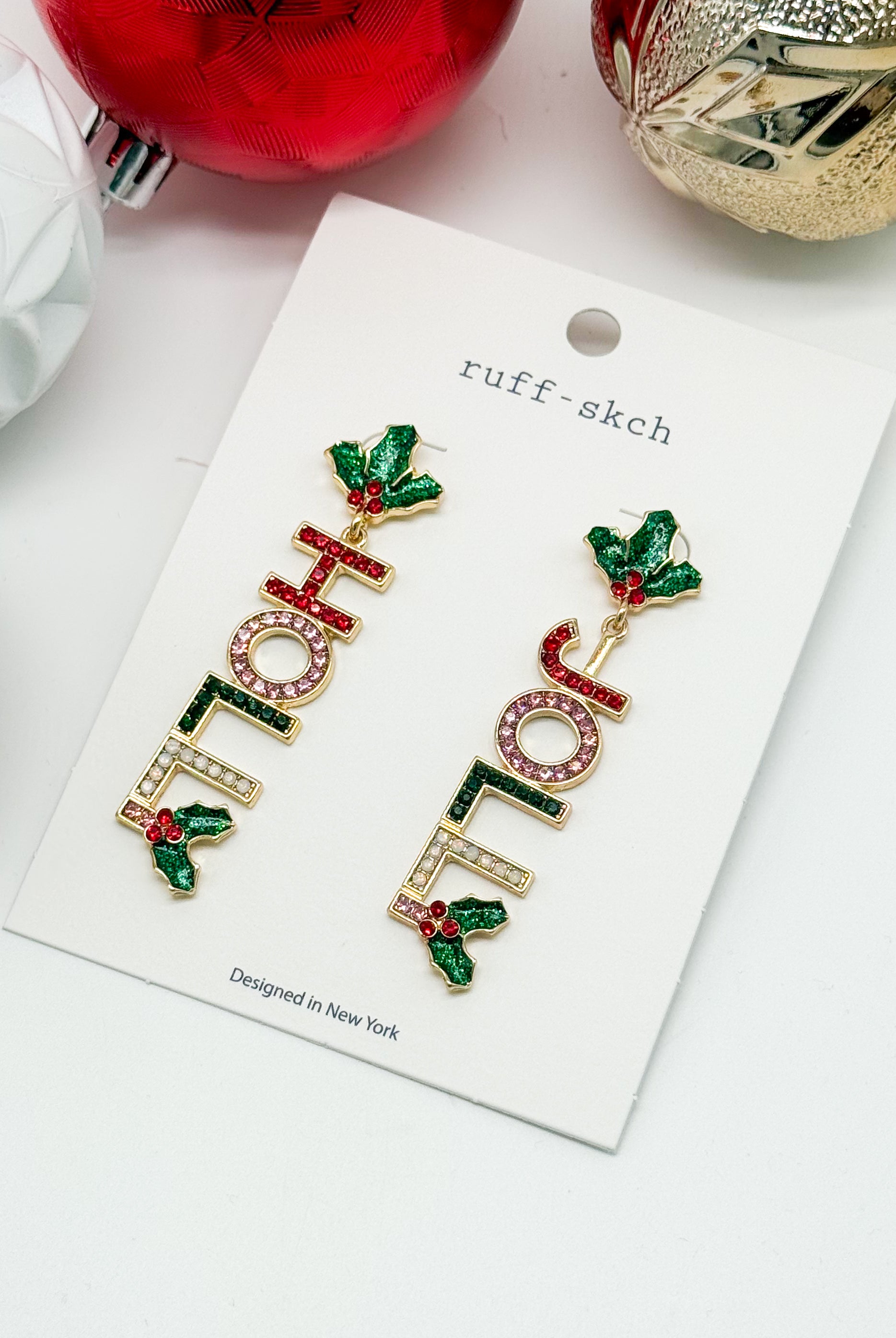 HOLLY JOLLY Earring-310 Jewelry-Rough Sketch-Heathered Boho Boutique, Women's Fashion and Accessories in Palmetto, FL