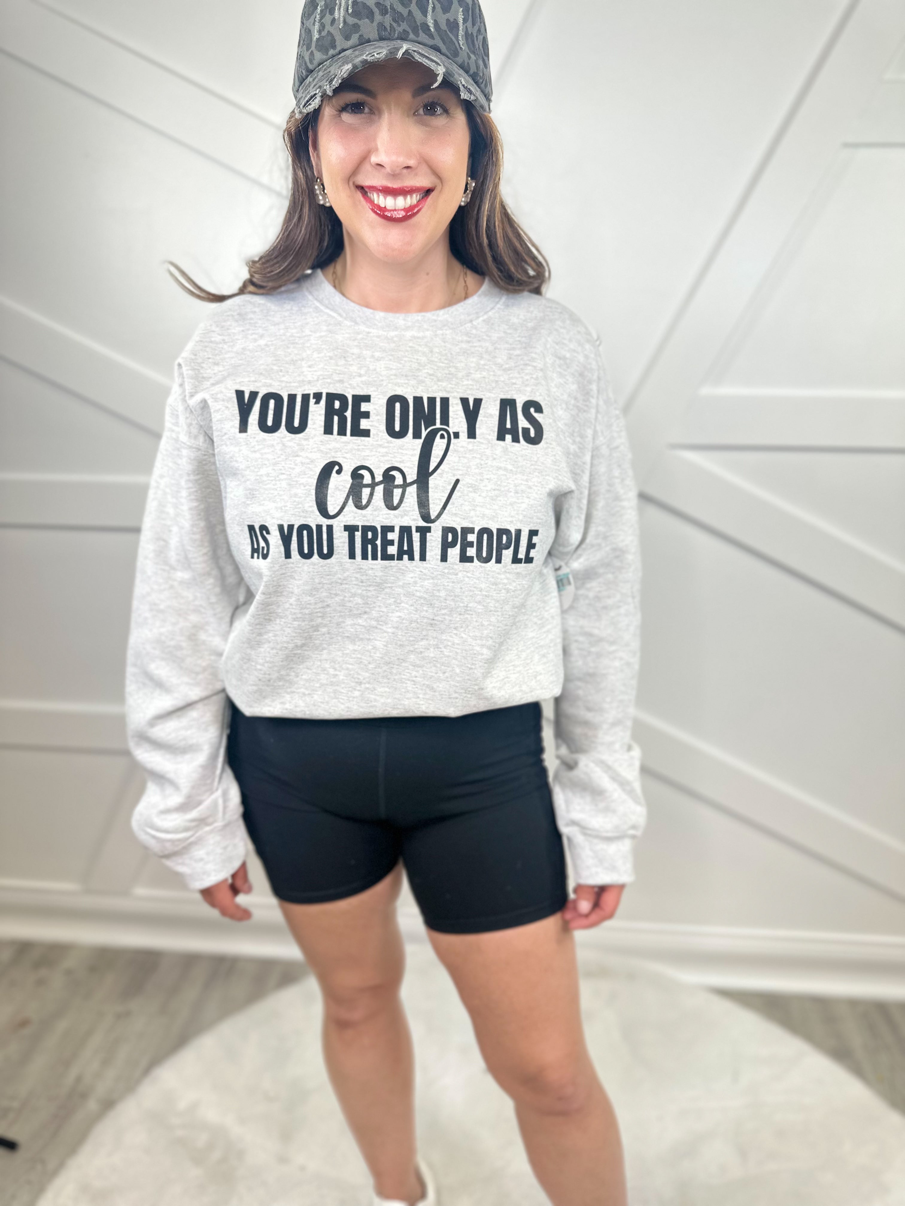 Be Kind Graphic Sweatshirt - Ash-130 Graphic Tees-Heathered Boho-Heathered Boho Boutique, Women's Fashion and Accessories in Palmetto, FL