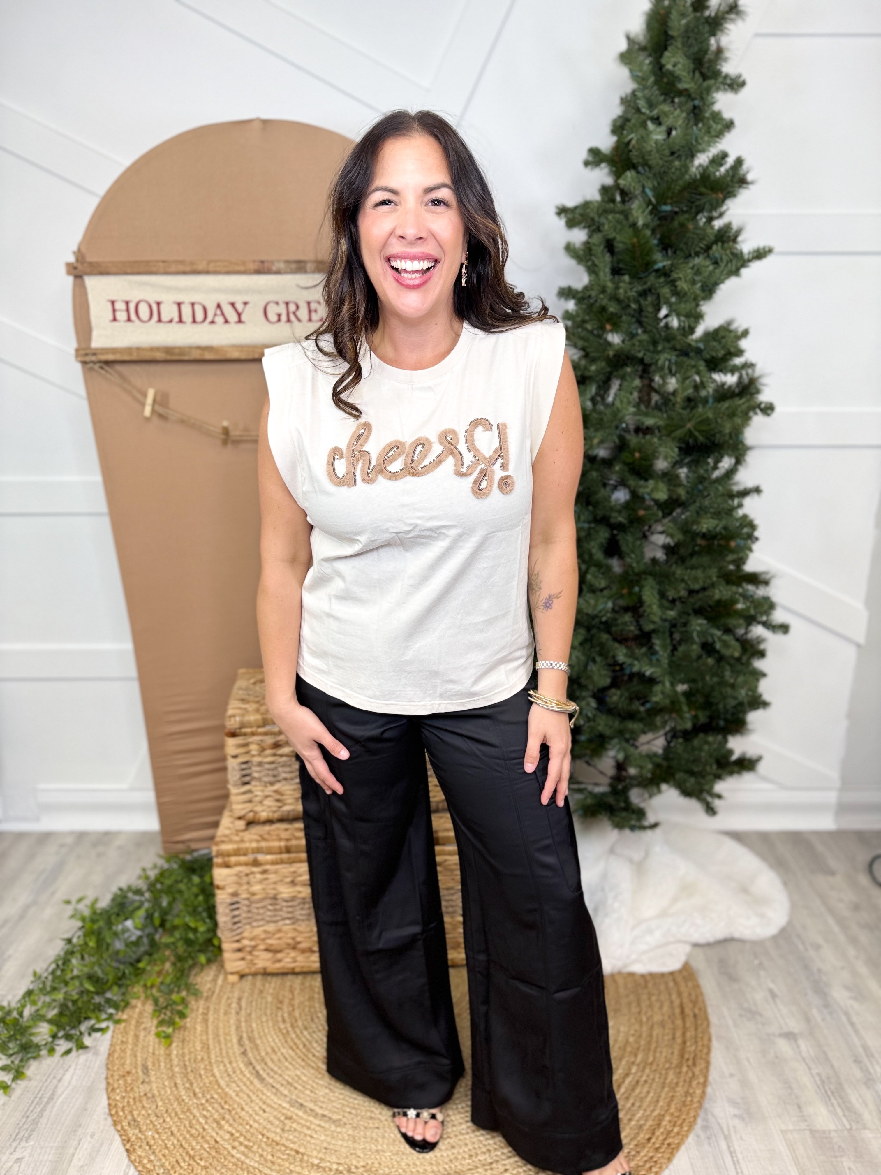 Cheers Top-110 SHORT SLEEVE TOP-Skies Are Blue-Heathered Boho Boutique, Women's Fashion and Accessories in Palmetto, FL