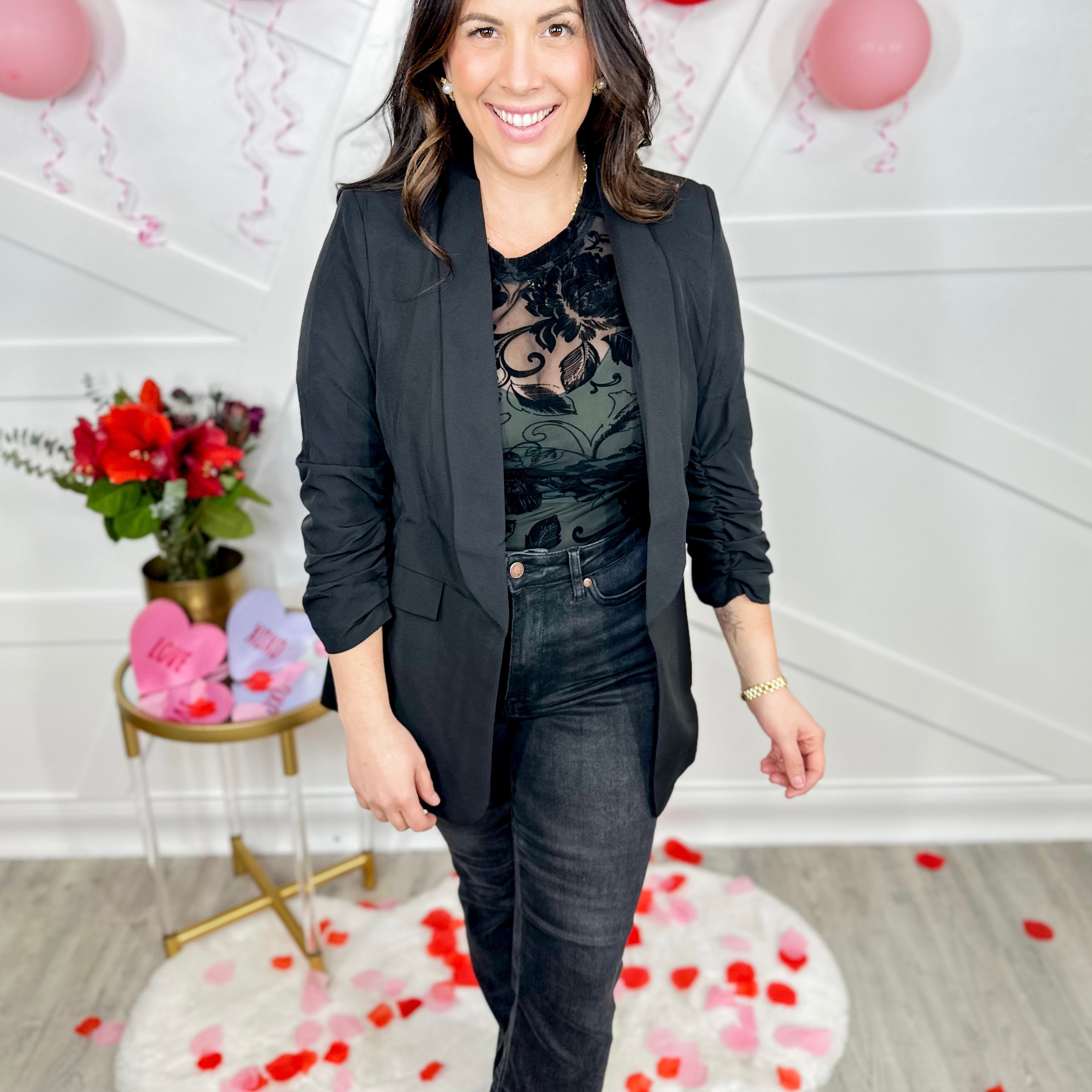 RESTOCK : Deep Trance Blazer-200 JACKETS/SHACKETS-Blu Pepper-Heathered Boho Boutique, Women's Fashion and Accessories in Palmetto, FL