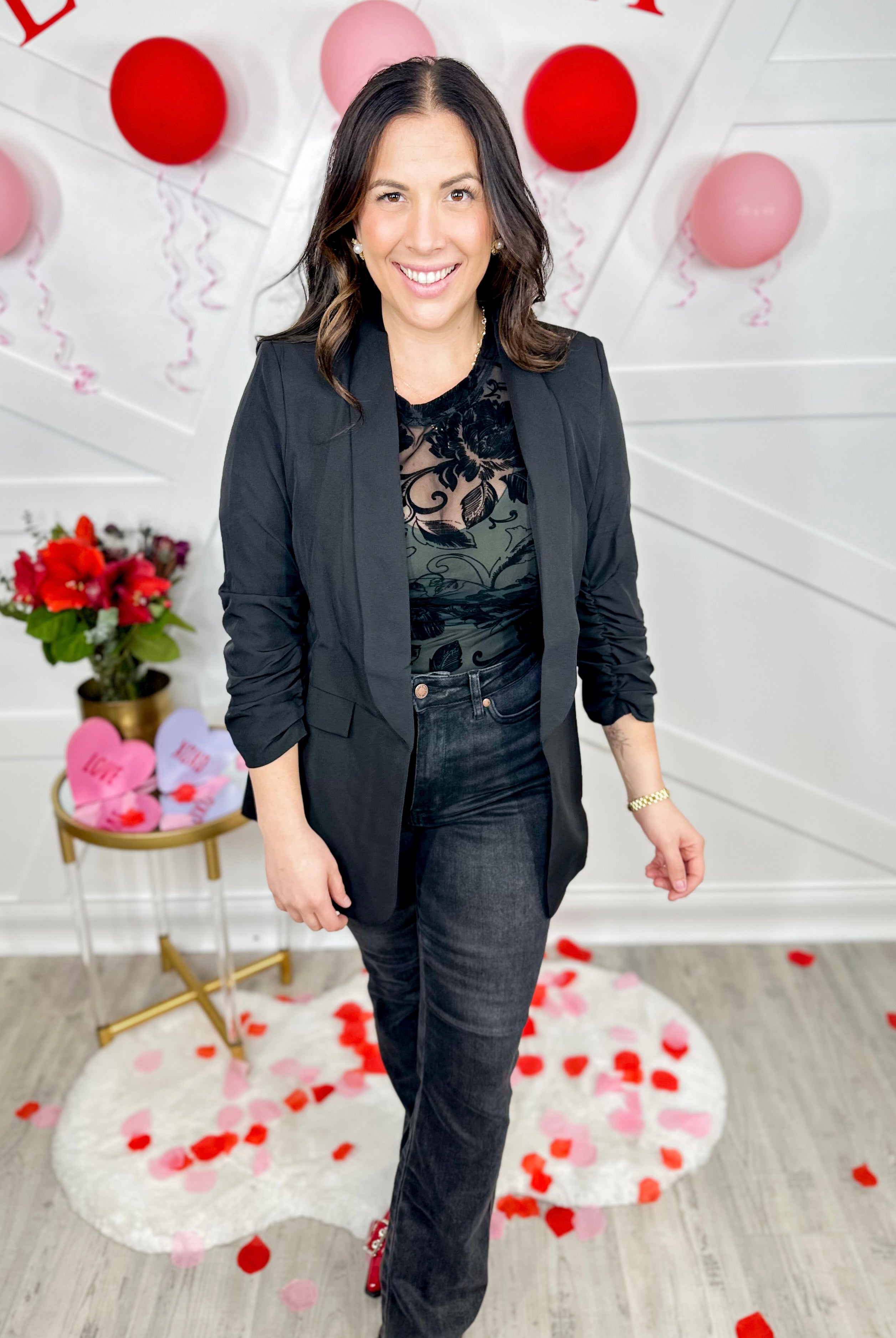 RESTOCK : Deep Trance Blazer-200 JACKETS/SHACKETS-Blu Pepper-Heathered Boho Boutique, Women's Fashion and Accessories in Palmetto, FL