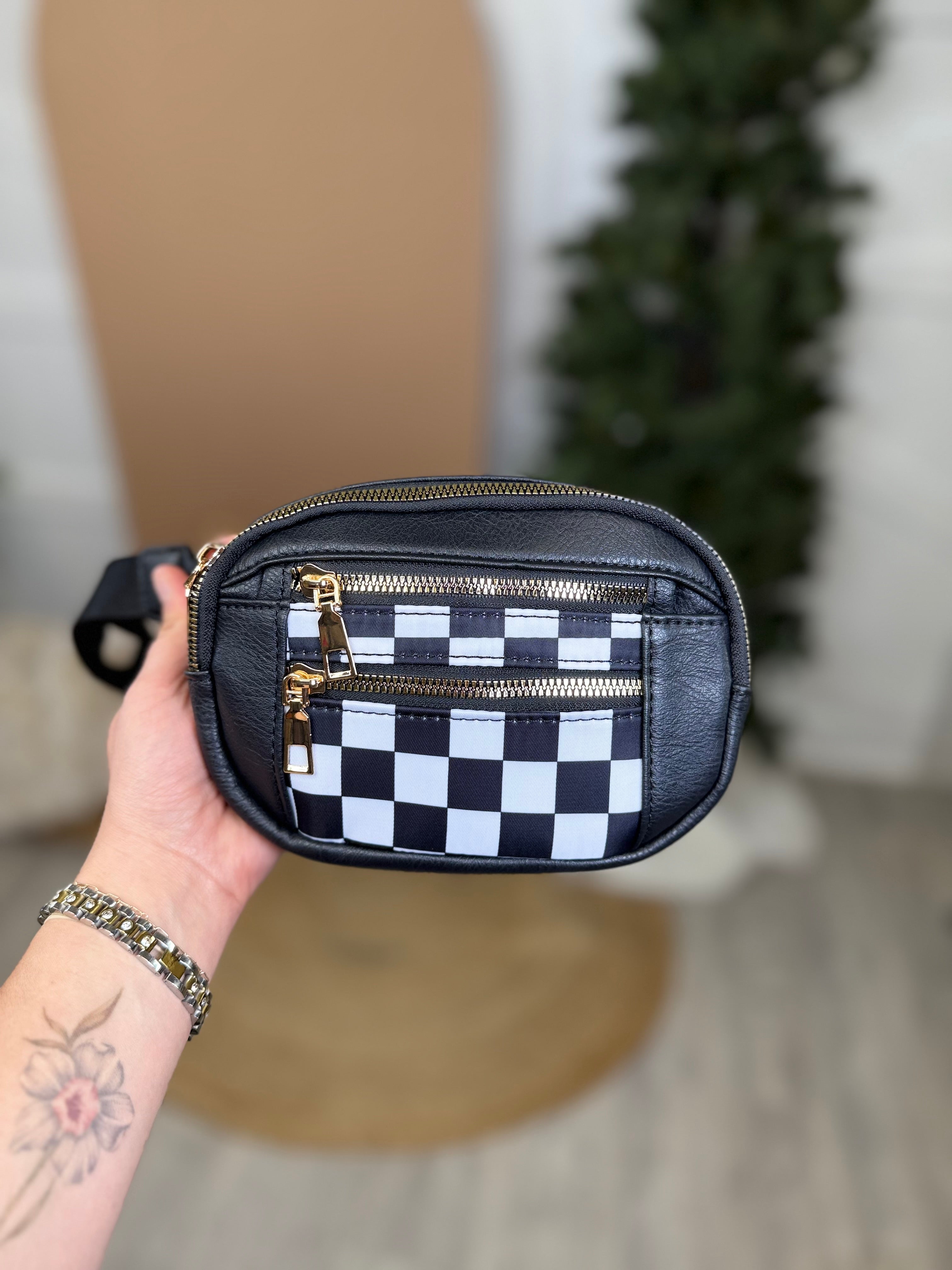 Checkered Vibes Everyday Wristlet-320 Bags-Heathered Boho-Heathered Boho Boutique, Women's Fashion and Accessories in Palmetto, FL
