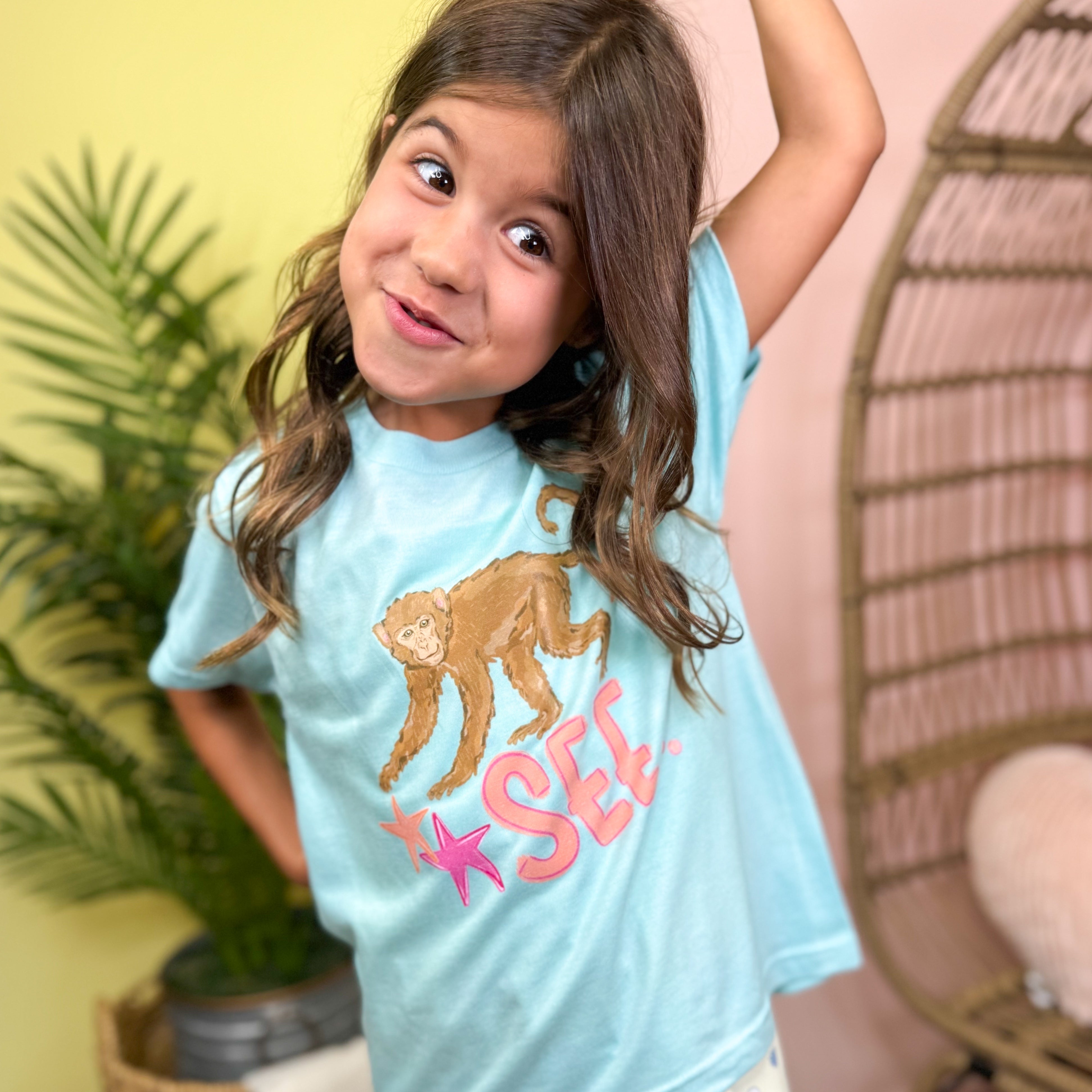 Youth - Monkey See Graphic Tee-130 Graphic Tees-Heathered Boho-Heathered Boho Boutique, Women's Fashion and Accessories in Palmetto, FL