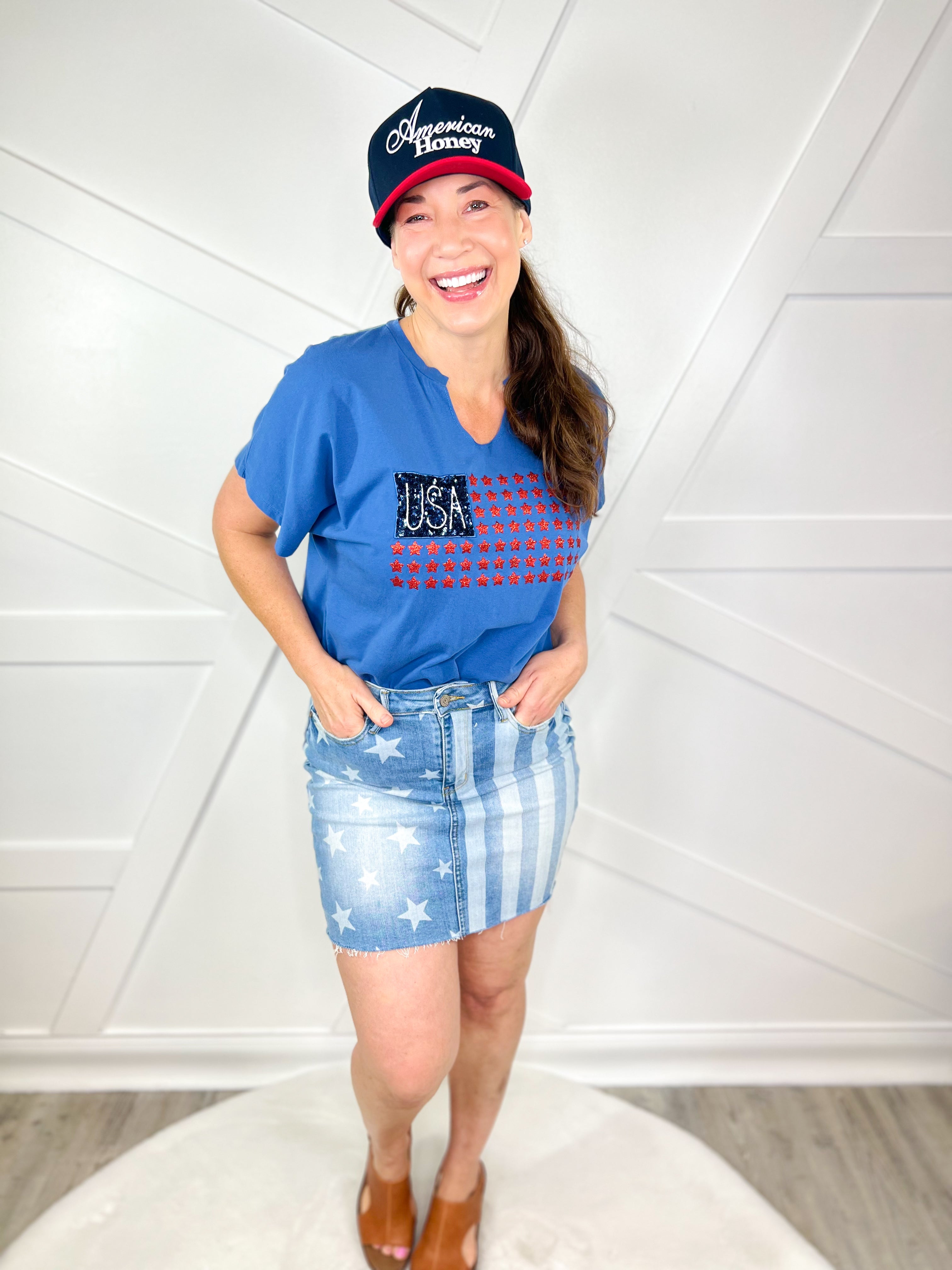 American Courtesy Skirt by Judy Blue-170 Skort/ Skirt-Judy Blue-Heathered Boho Boutique, Women's Fashion and Accessories in Palmetto, FL